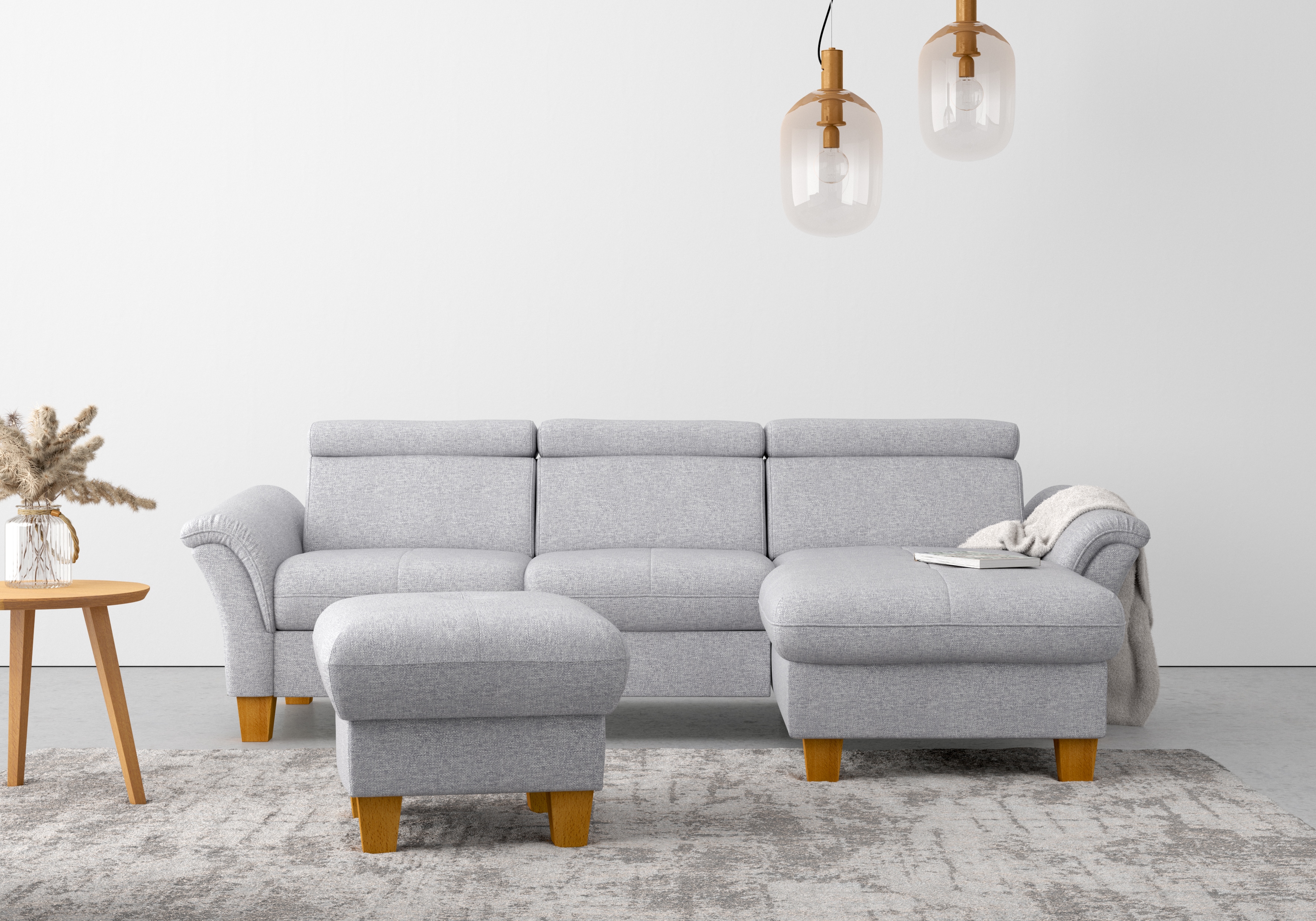 OTTO home Ecksofa "Lindgren L-Form" wahlweise mit Bett mit klappbaren Rollen, Kasten und Kopfverstellung