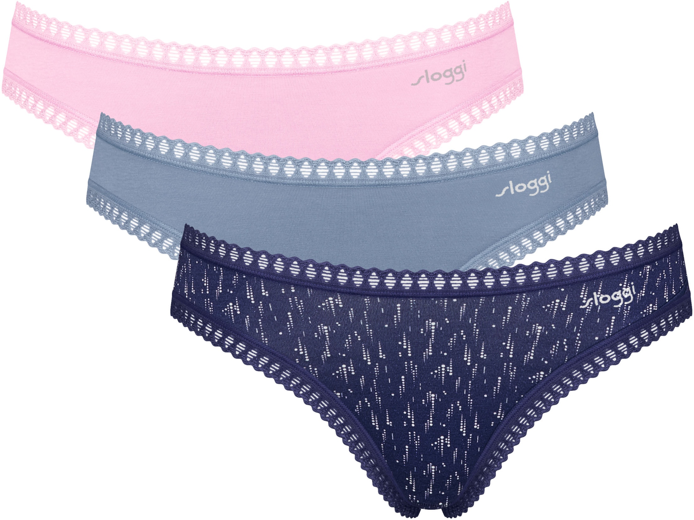 sloggi Minislip "GO Crush", (3er Pack), dehnbare Spitzendetails, uni, gemus günstig online kaufen