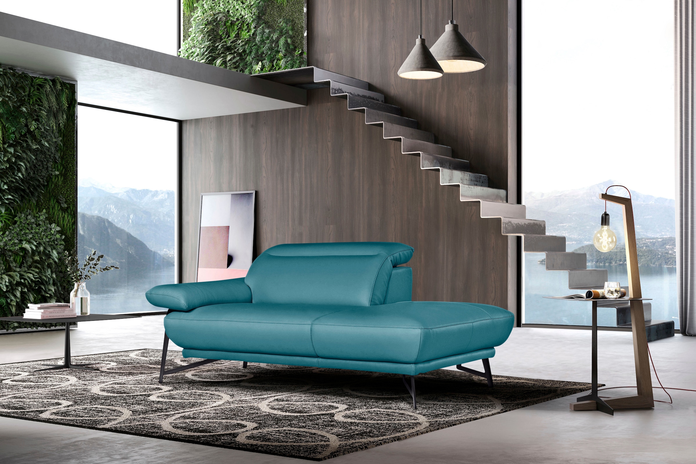 Egoitaliano Polstergarnitur »Anais, Design mit hohem Sitzkomfort für mehr Bequemlichkeit«, Set: bestehend aus Sofa und Ottomane, inkl. Kopfteilverstellung