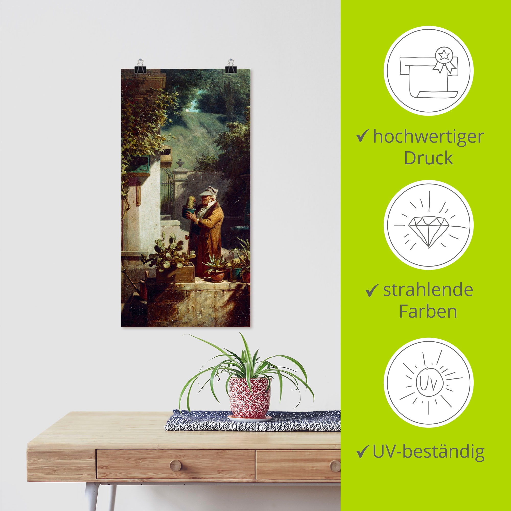 Artland Wandbild »Der Kaktusfreund. Vor 1858«, Mann, (1 St.), als Leinwandbild, Poster in verschied. Größen