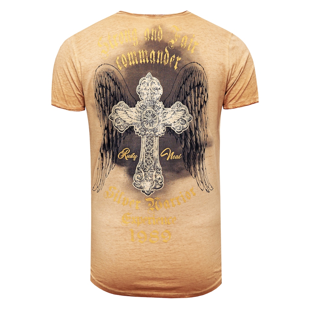 Rusty Neal T-Shirt, mit modischer Knopfleiste