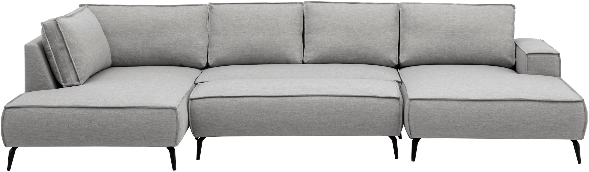 OTTO home Wohnlandschaft »TVINNU Leinenoptik, 354, mit Hocker« Recamiere rechts/links, stellbar zum Schlafsofa (Krokodilverbinder)