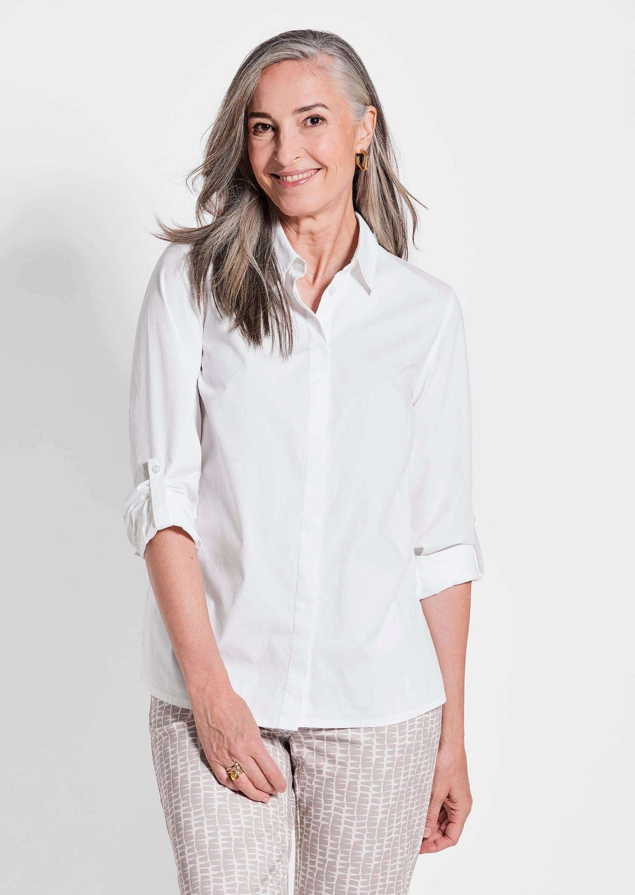 GOLDNER Hemdbluse "Kurzgröße Weiße Damenbluse im längeren Schnitt" günstig online kaufen