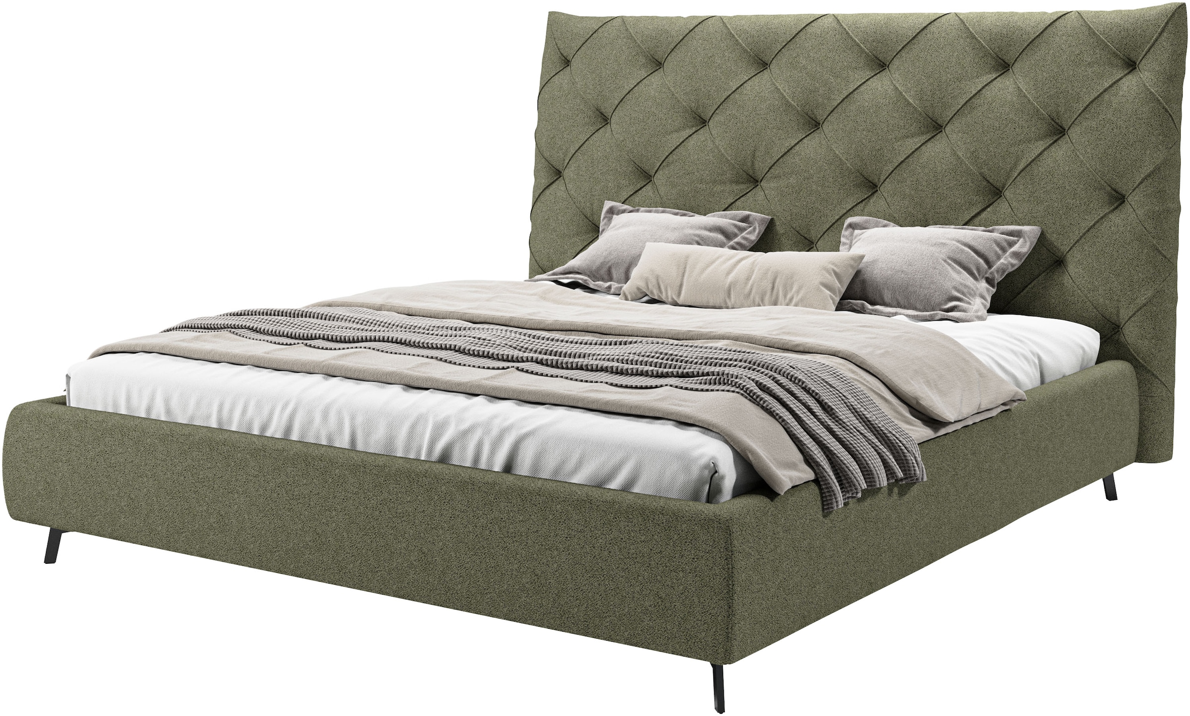Home affaire Polsterbett "Maxime, in 4 Breiten bis 200cm, auch in Leder" Kopfteilhöhe 143 cm, belastbar bis 280 kg, auch in Überlänge 220cm