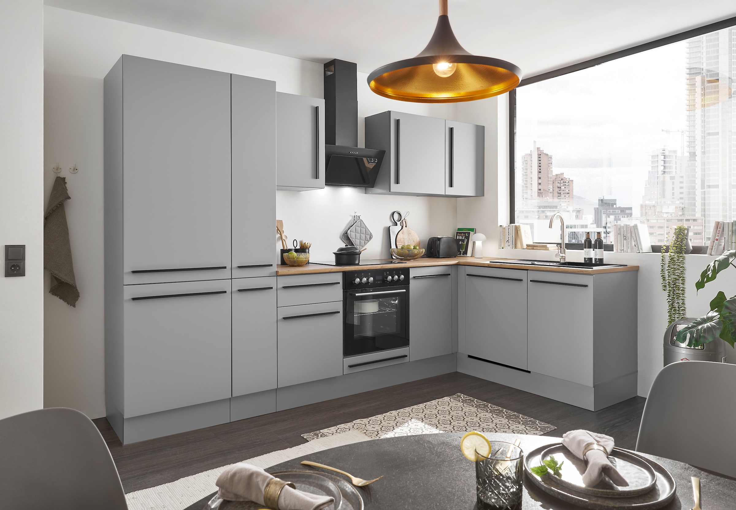 BASIC by Balculina Winkelküche »Denver, Küche BxHxT 310/115 x 211 x 60«, Breite 310 cm, wahlweise mit E-Geräten und Induktion