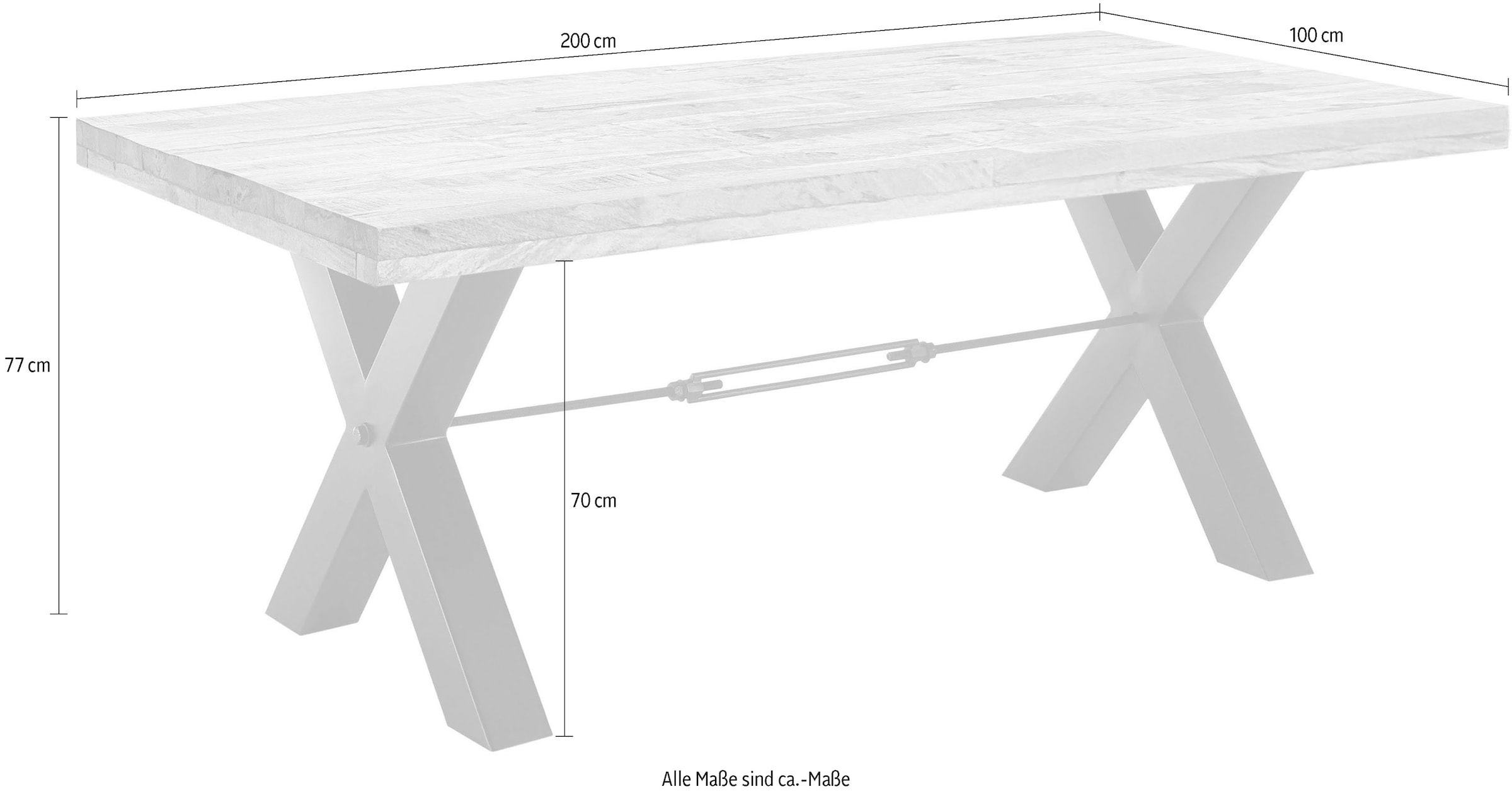 Stolkom Esstisch »Delhi«, 200 cm breit in Massivholz Mango Wood