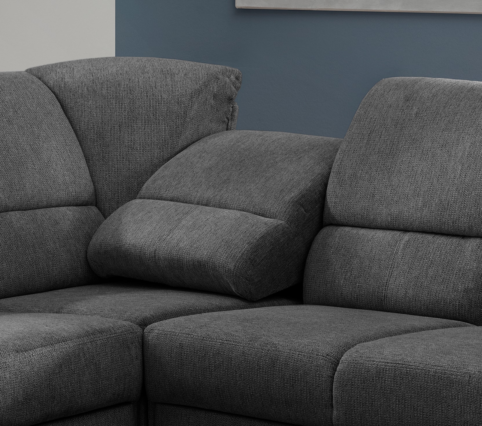 Home affaire Ecksofa »Pisa L-Form, mit Schlaffunktion, Stauraum, 2x höhenverstellbare«, Kopfstützen und Relaxfunktion im Eckelement