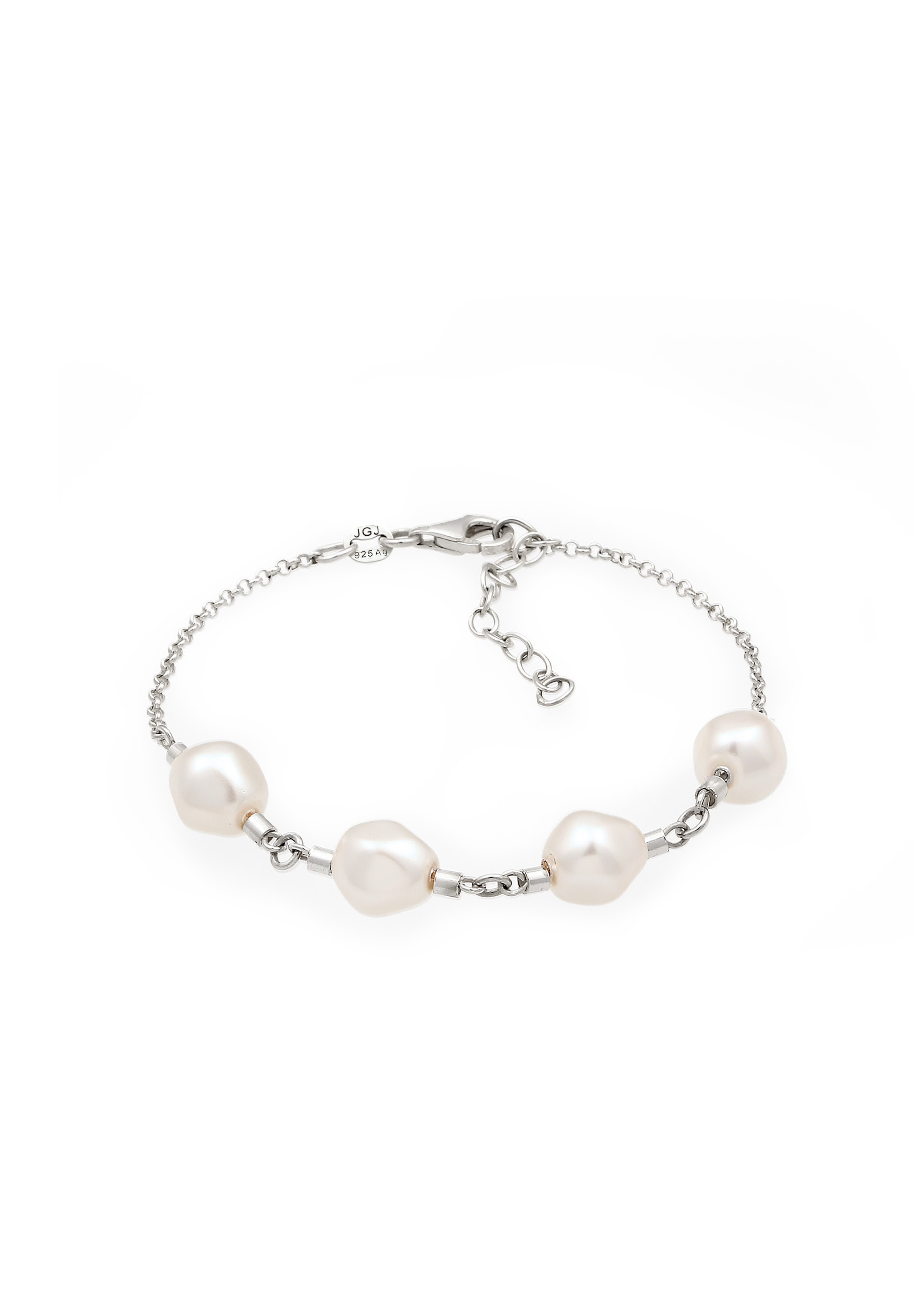ELLI Damen Armkette "Armband Armband mit Swarovski Perlen Weiß 925 Sterling Silber", Silber 925 (Sterlingsilber), silber, Silber 925