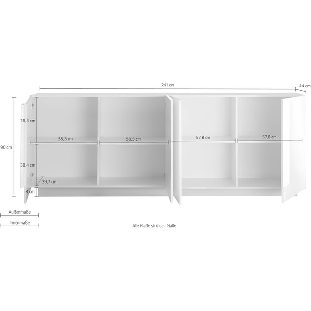 LC Sideboard »Jupiter Sideboard«, Breite 241 cm mit 4 Türen | BAUR