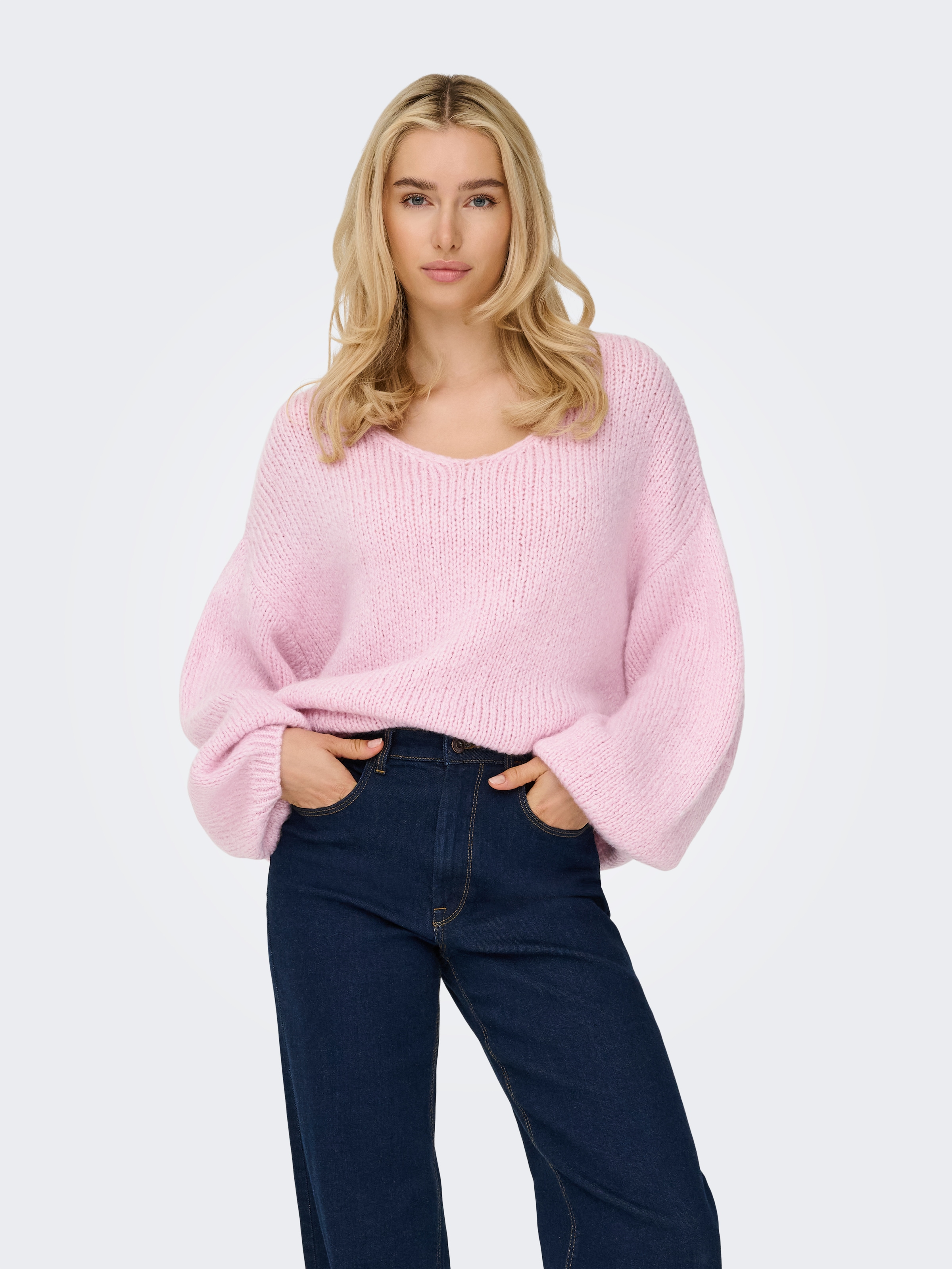 JDY V-Ausschnitt-Pullover »JDYDINEA L/S REVERSIBLE PULLOV. KNT NOOS« Kunstfaser, regular fit