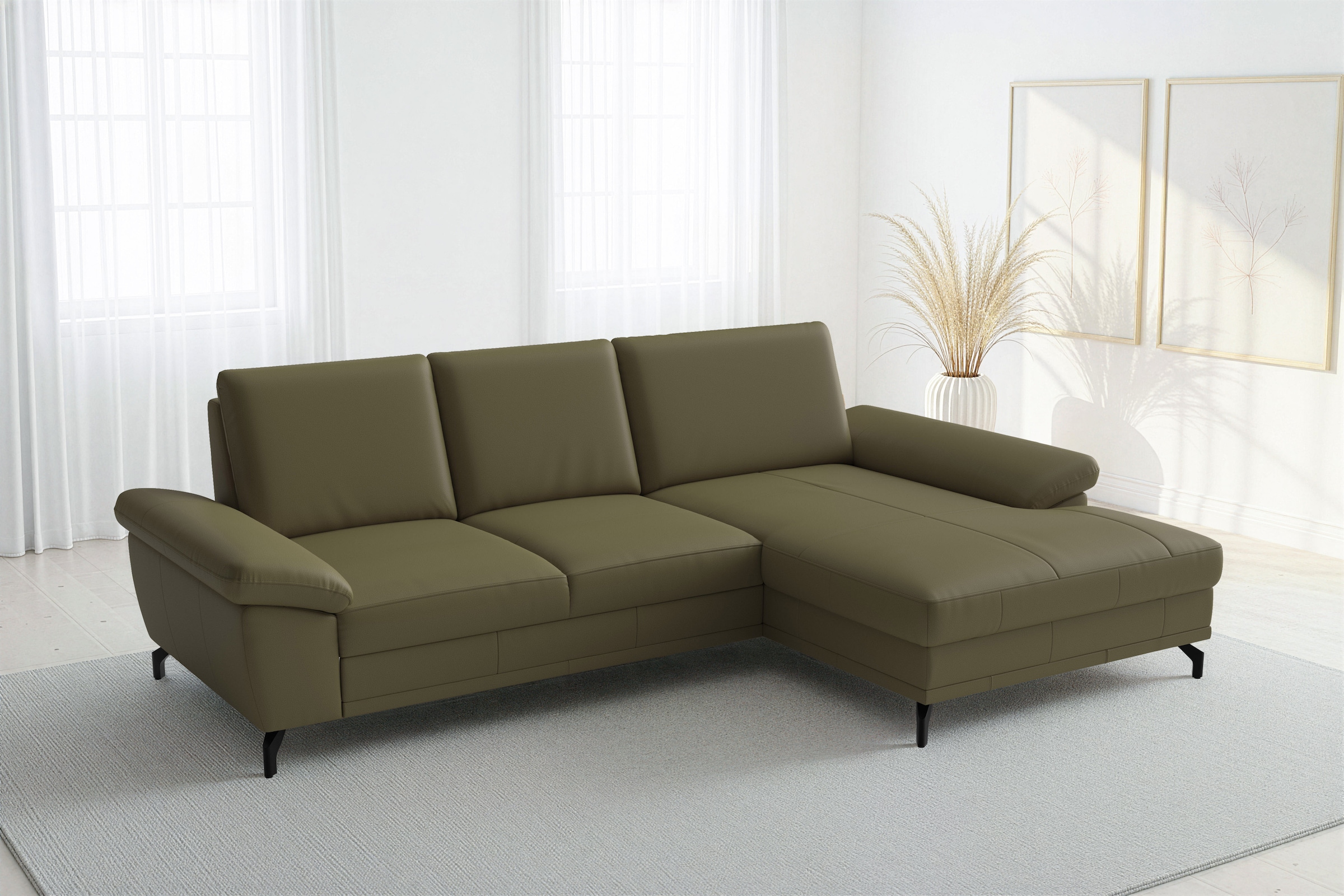 sit&more Ecksofa "Chelsea L-Form, B: 264 cm, Leder, inkl. Sitztiefen-&Armteilverstellung" optional mit Schlaffunktion und Bettkasten