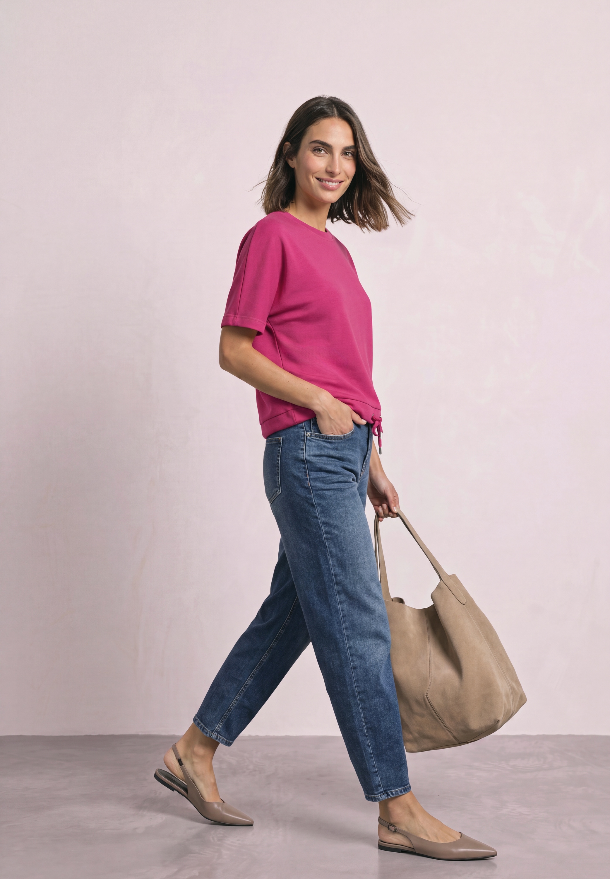 STREET ONE T-Shirt mit Elastiksaum und Tunnelzug