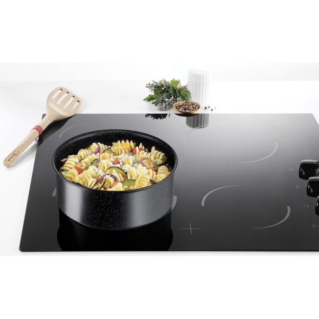 Tefal Topf-Set »L39996 Ingenio Black Stone«, Aluminium, (Set, 4 tlg., je 1 Stielkasserolle Ø 16/18/20 cm, 1 abnehmbarer Griff)