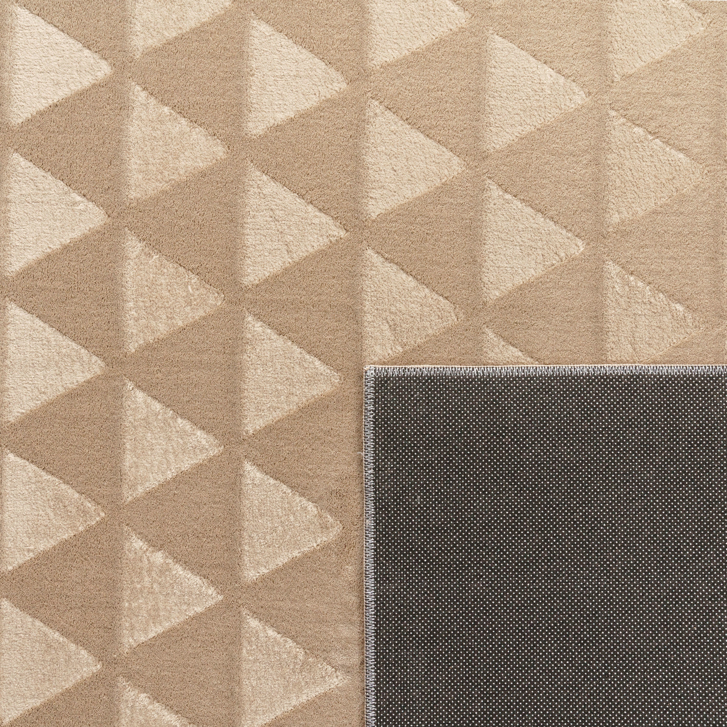 Paco Home Teppich »Haarlem 942«, rechteckig, 10 mm Höhe, Kurzflor, Uni Farben, Hoch-Tief Effekt, geometrisch, weich & kuschelig