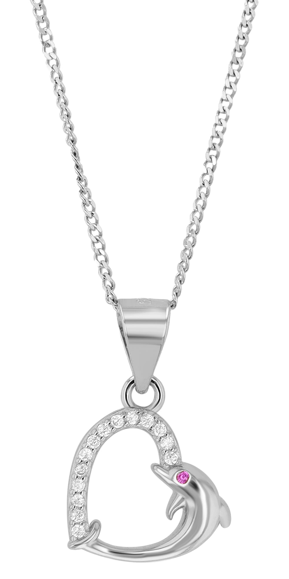 Adelia´s Kettenanhänger »Anhänger – Delfin Herzanhänger aus 925 Silber mit Zirkonia«  Ein kleines Geschenk mit großer Wirkung
