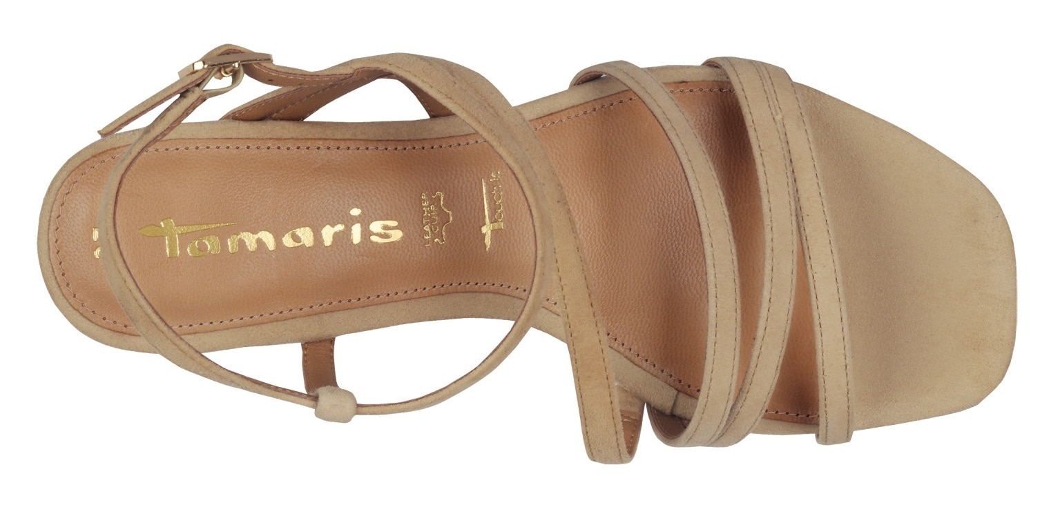 Tamaris Sandalette, Blockabsatz, Abendschuh, Sommerschuh mit verstellbarer Schnalle