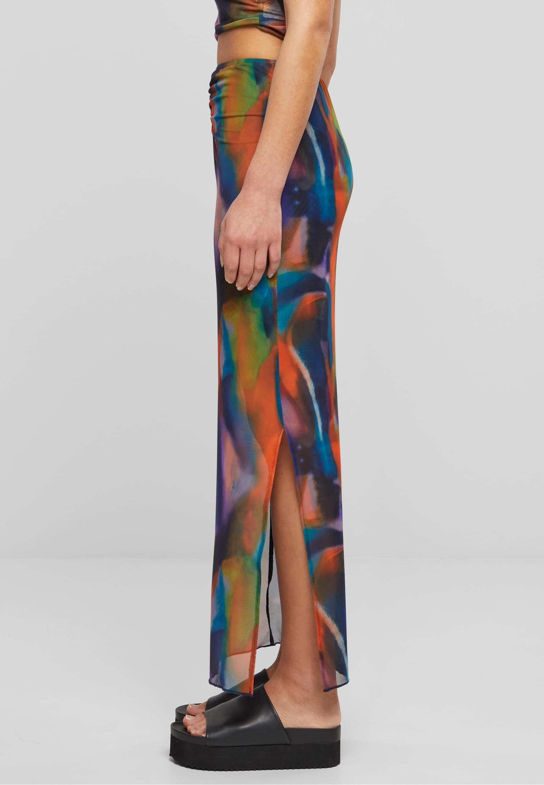 URBAN CLASSICS Sommerrock »Urban Classics Damen Ladies AOP Mesh Tube Skirt«, (1 tlg.)