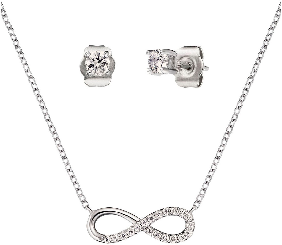 Ohrring und Ketten Set »Schmuck Geschenk, INFINITY UNENDLICHKEITSSCHLEIFE,...