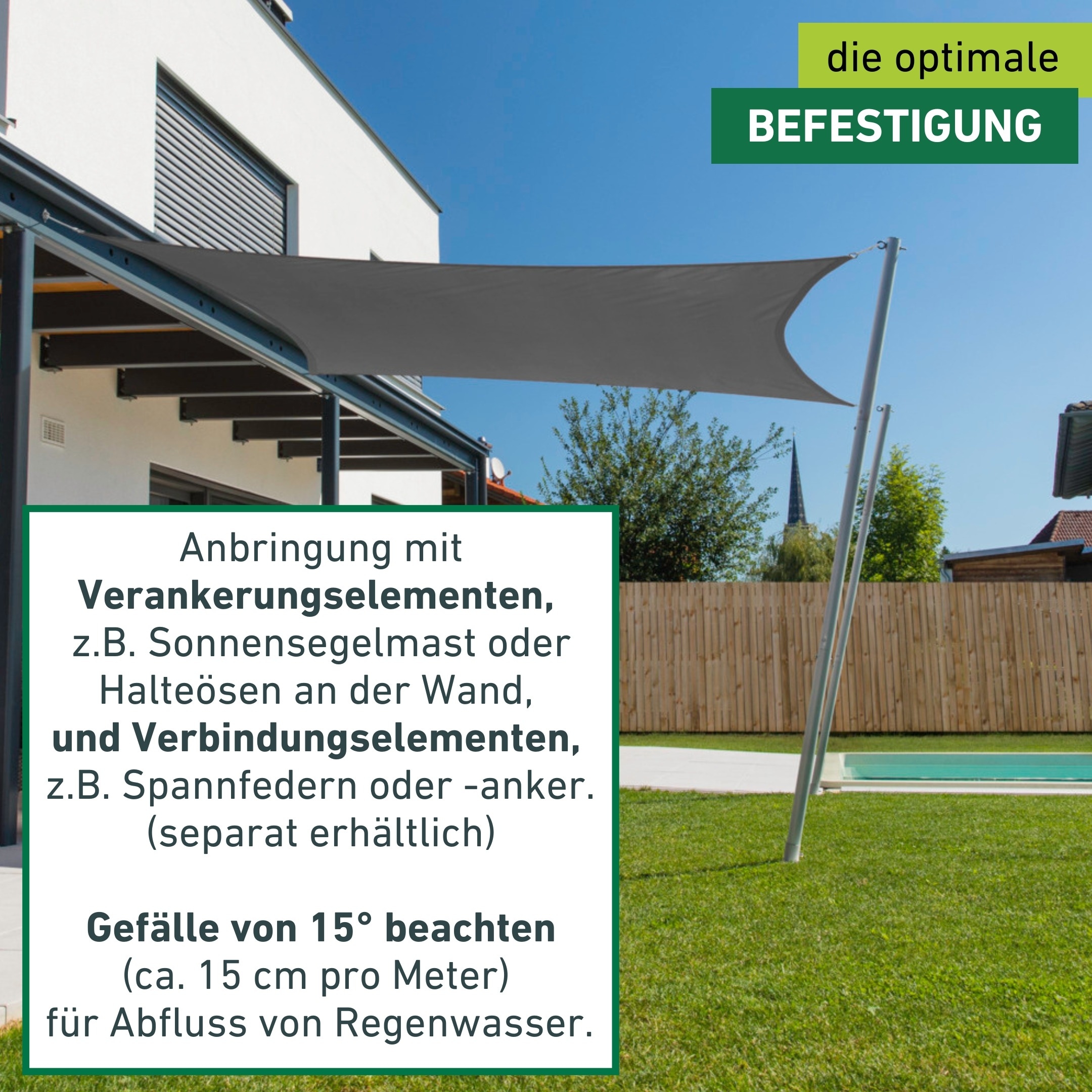 Windhager Sonnensegel »Cannes, Quadrat Segel zur Beschattung von Garten, Terrasse, Balkon« Sonnenschutz 4 x 4 m, erhältlich in anthrazit, grau, taupe oder weiß