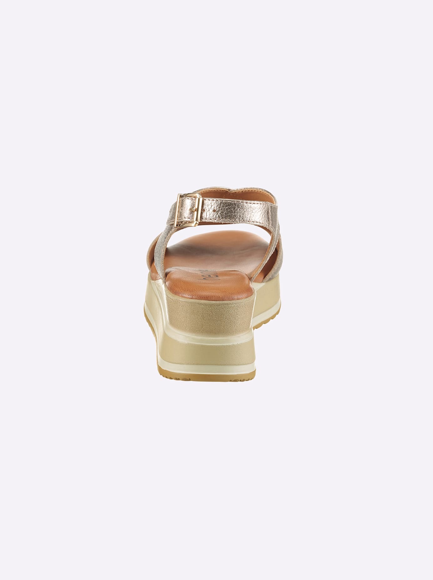 Sandalette HEINE, Damen, Gr. 37, bronzefarben, Glattleder, Leder, Rindsleder, Schuhe Sandalette 2