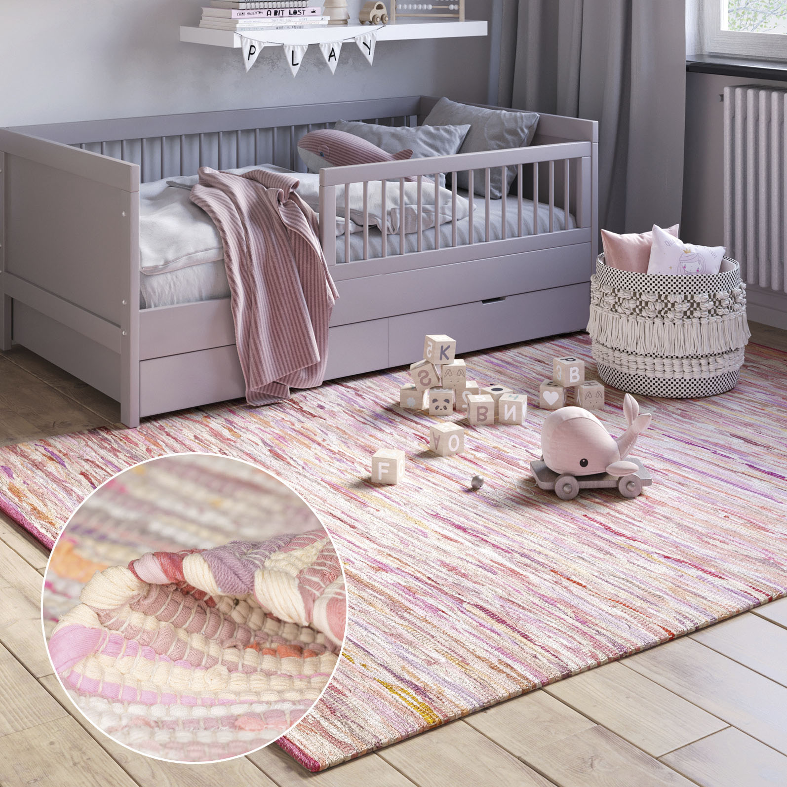 Myflair Möbel & Accessoires Teppich "Ameer" rechteckig 10 mm Höhe Handweb Teppich, 90% Baumwolle, handgewebt, Scandi