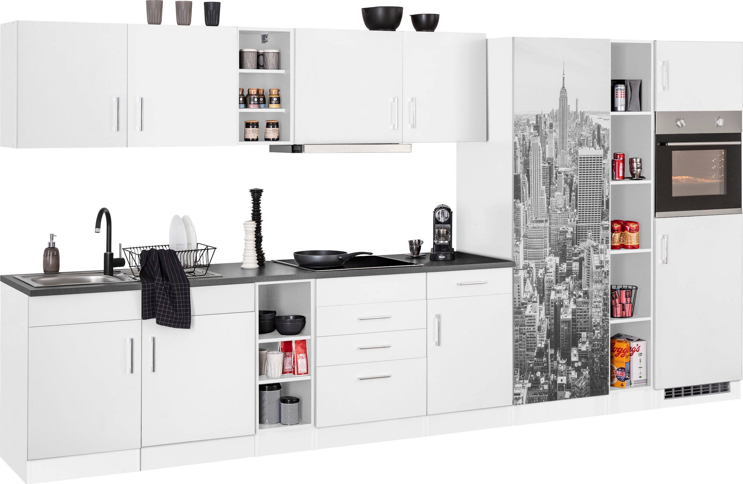 KOCHSTATION Küchenzeile »KS-Paris«, mit E-Geräten, Breite 390 cm
