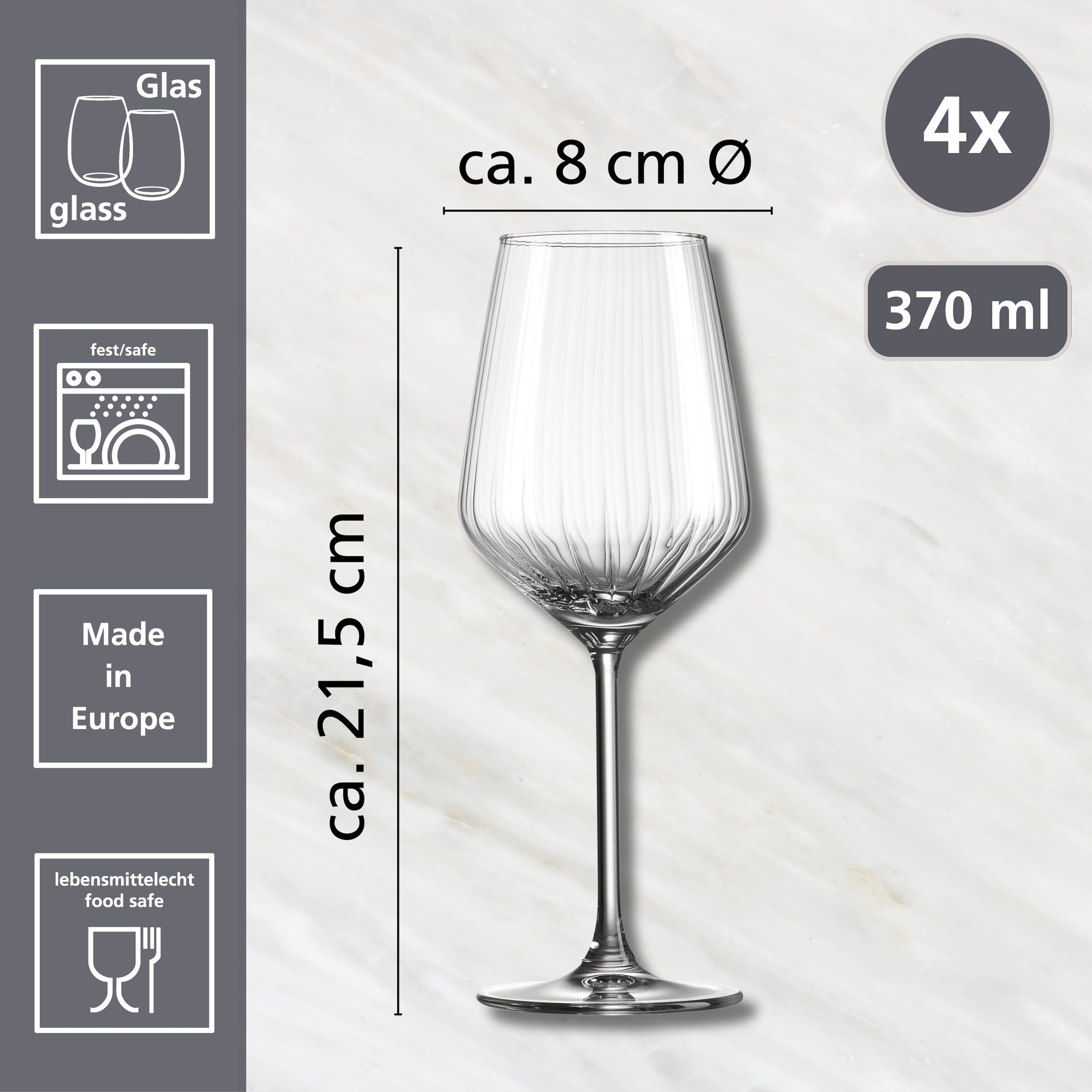 Ritzenhoff & Breker Weißweinglas »Jive«, (Set, 4 tlg.), 4er Set, je 370 ml
