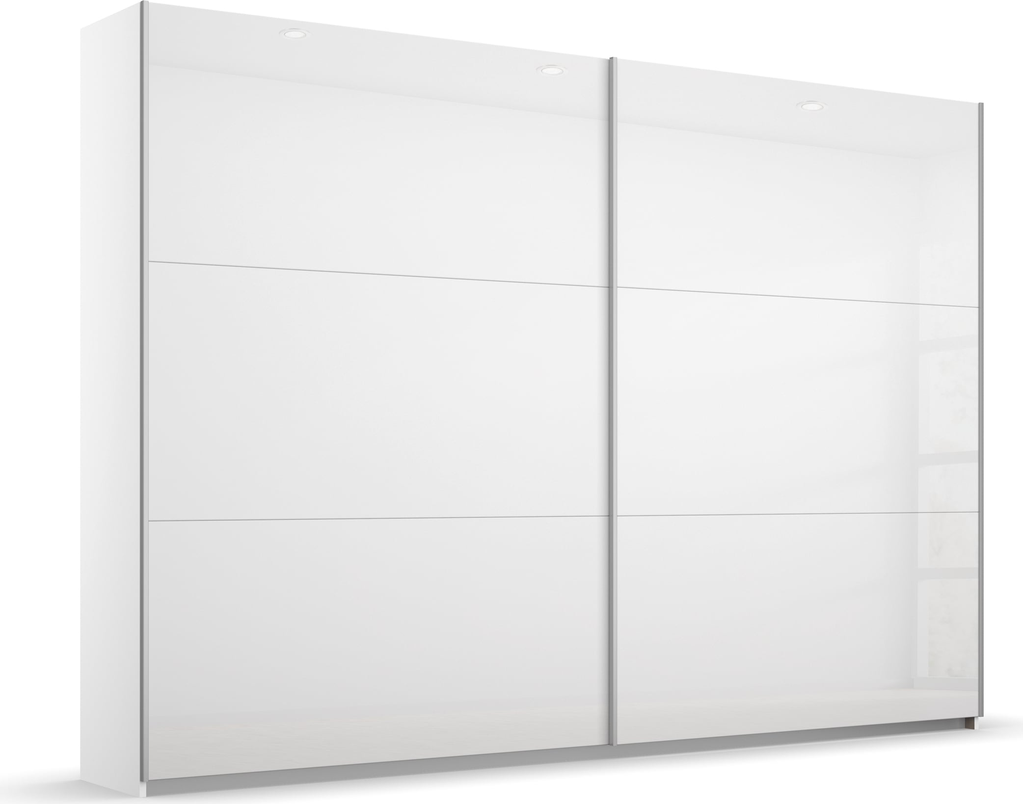 rauch Schwebetürenschrank "AURELIO Kleiderschrank Garderobe" 3 Ausstattungen BASIC/CLASSIC/PREMIUM (inkl. SOFT-CLOSE-FUNKTION), 3 verschiedene Ausstattungsvarianten Griffe aus Metall MADE IN GERMANY