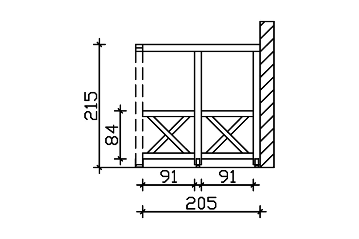 Skanholz Carport-Seitenwand »Andreaskreuz«, Wandanbau