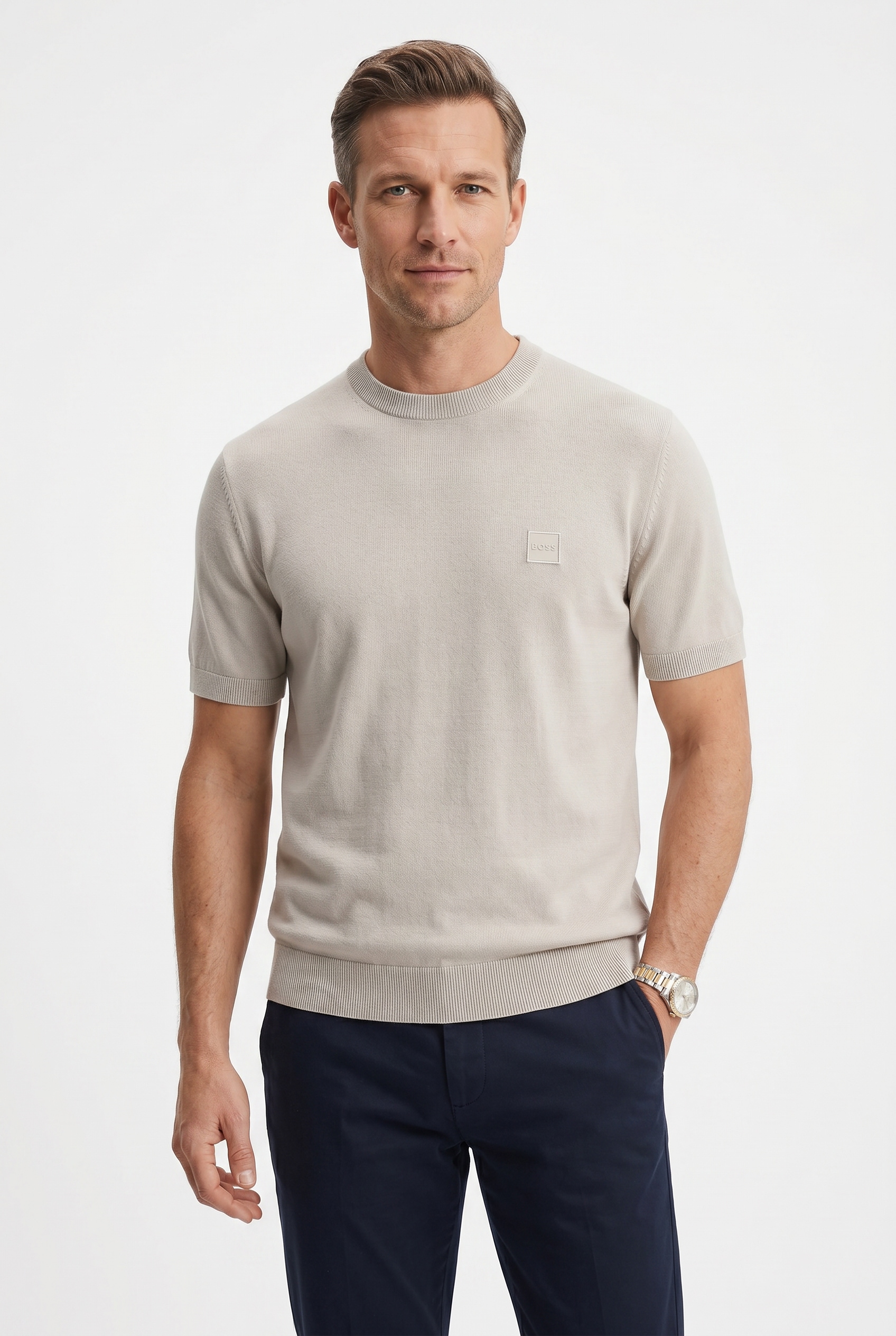 BOSS ORANGE Kurzarmpullover "Kanacho" mit Kaschmir-Anteil, Rundhals