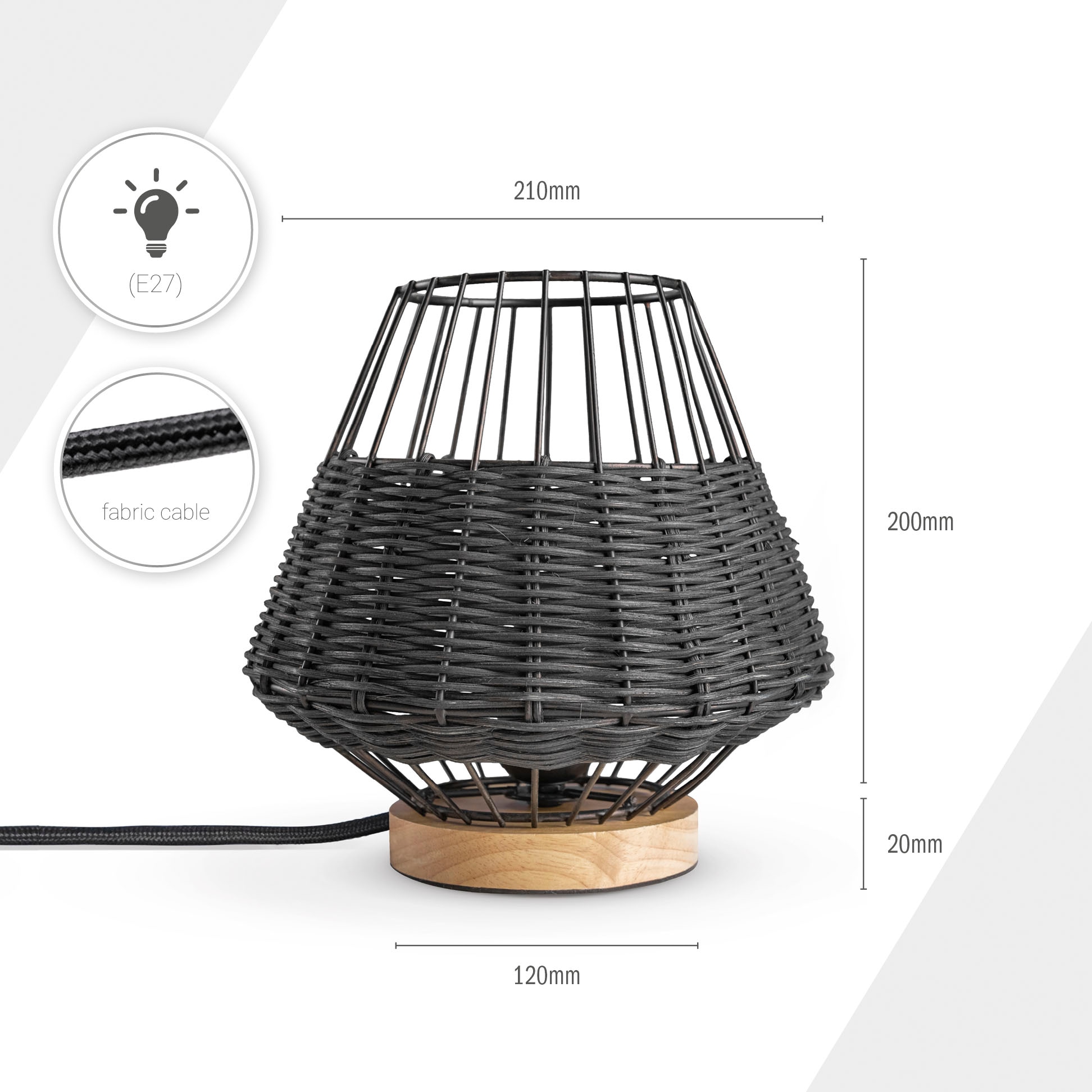 Paco Home Tischleuchte »PUNTO«, Rattan LED Käfig Lampe Boho Style Nacht  Rustikal Holz E27 günstig kaufen | BAUR