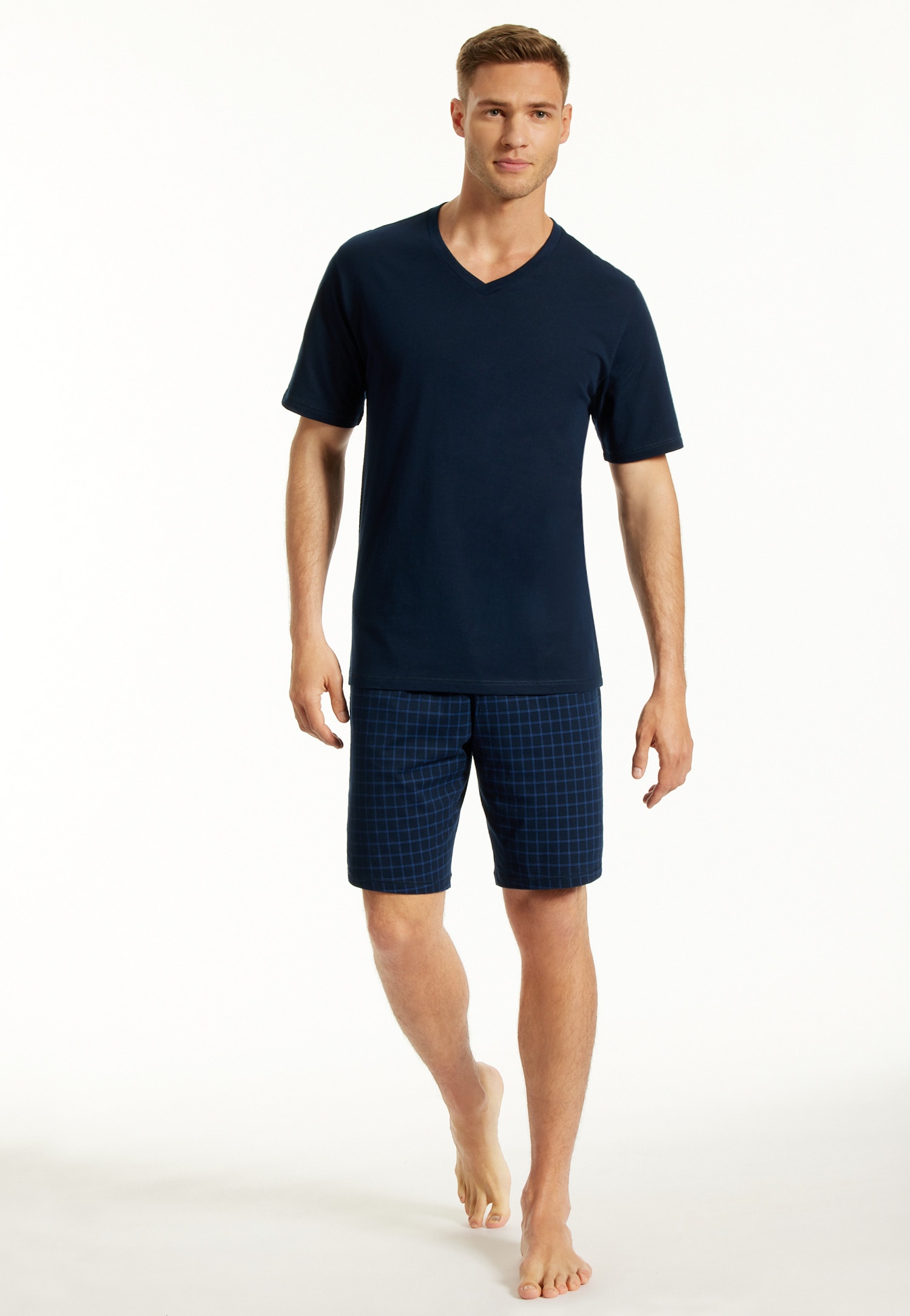 uncover by SCHIESSER Shorty "Uncover Nightwear" 2 tlg. V-Ausschnitt, Kurzarm, Kurze Hose, Reine Baumwolle, weich