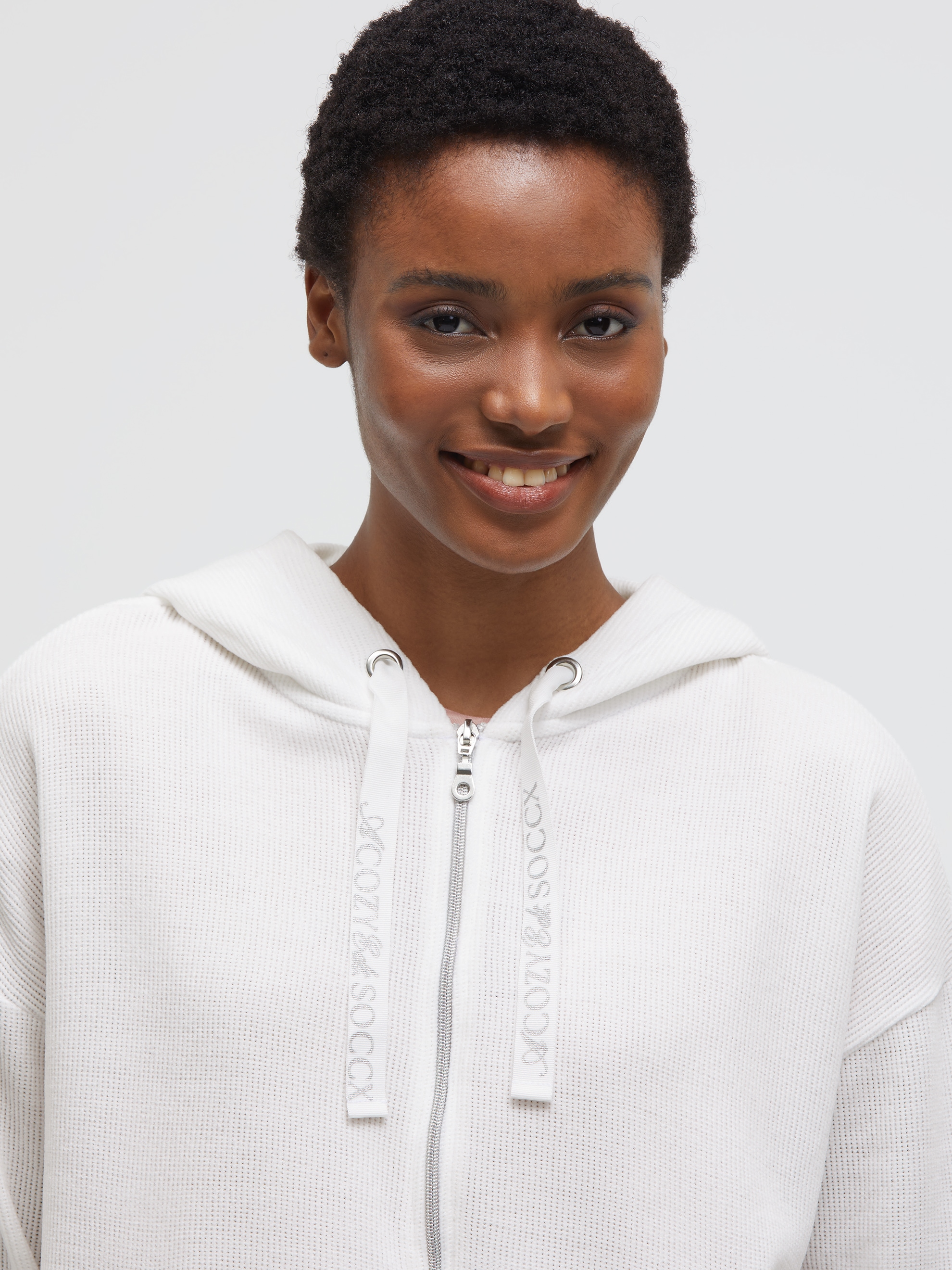 SOCCX Kapuzensweatjacke mit Bindeband am Saum