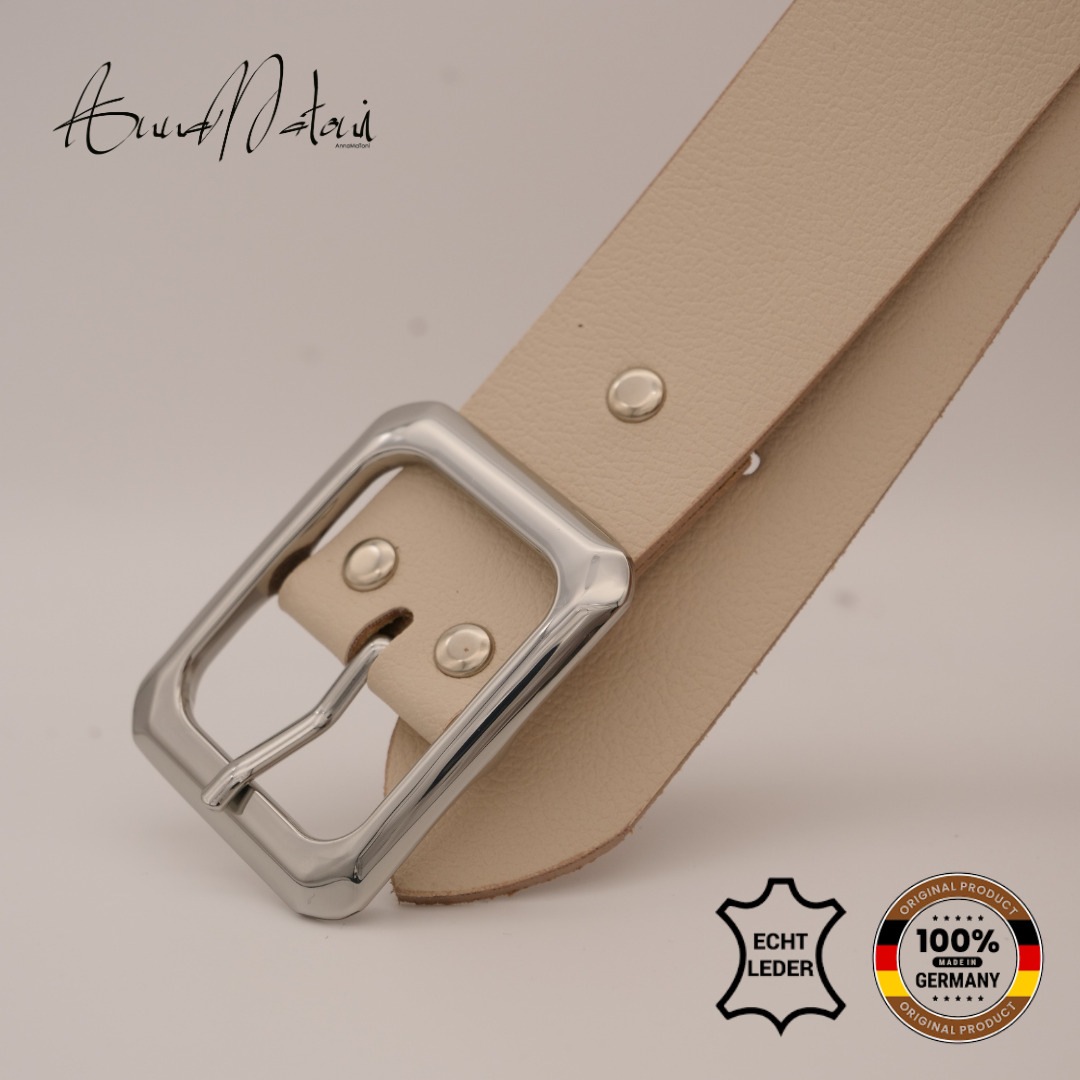 Ledergürtel ANNAMATONI "AnnaMatoni Ledergürtel Karu Ledergürtel Karu", Damen, Gr. TW90 - 105cm Gesamtlänge, beige (creme 105), 100% Leder, Gürtel Ledergürtel 3