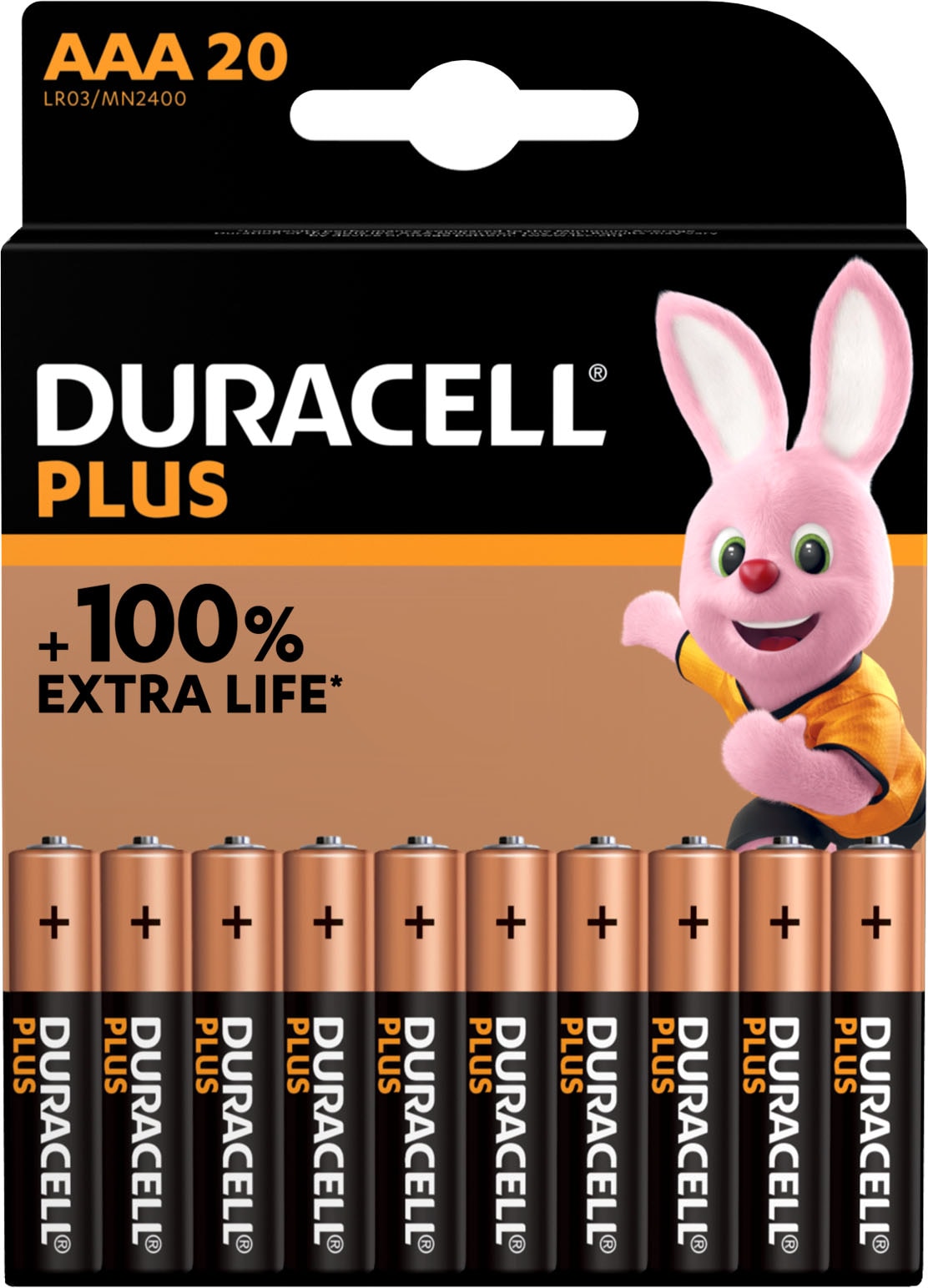 Duracell Batterie »20er Pack Plus Alkaline, Micro, AAA, LR03«, 1,5 V, (Set, 20 St.)