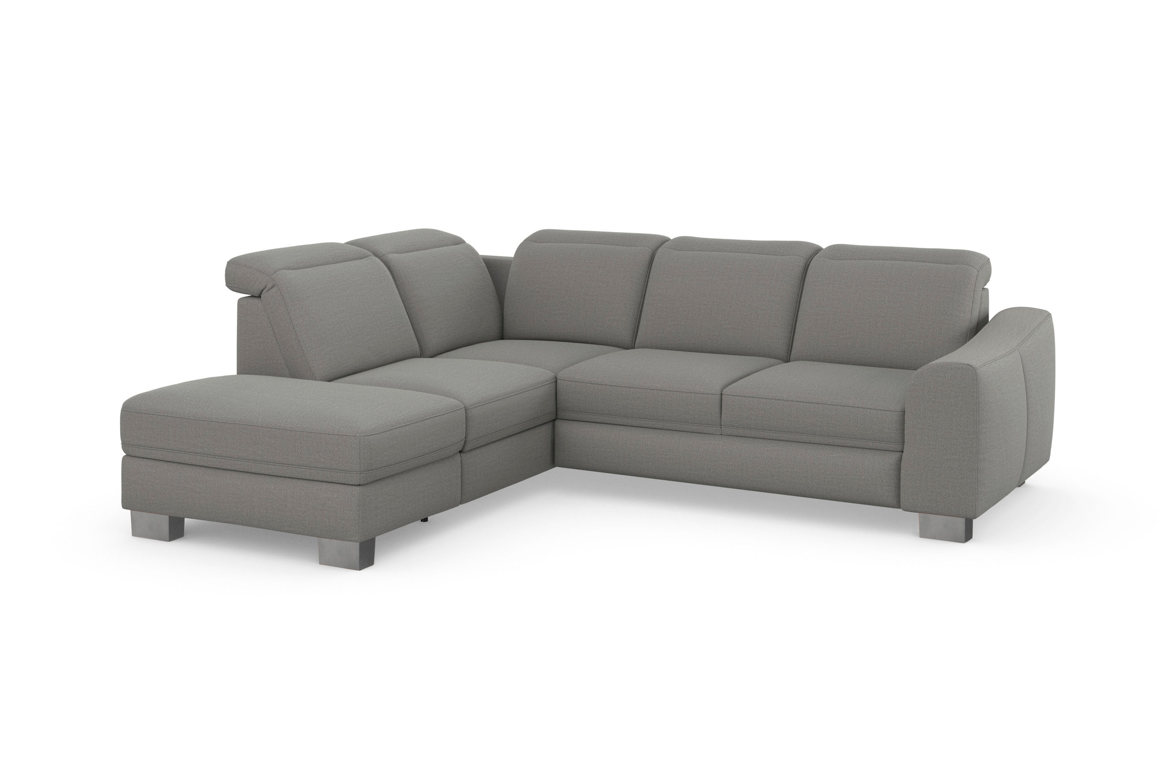 sit&more Ecksofa »Dundee L-Form« mit Federkern und Edelstahlfüßen, wahlweise mit Kopfteilverstellung