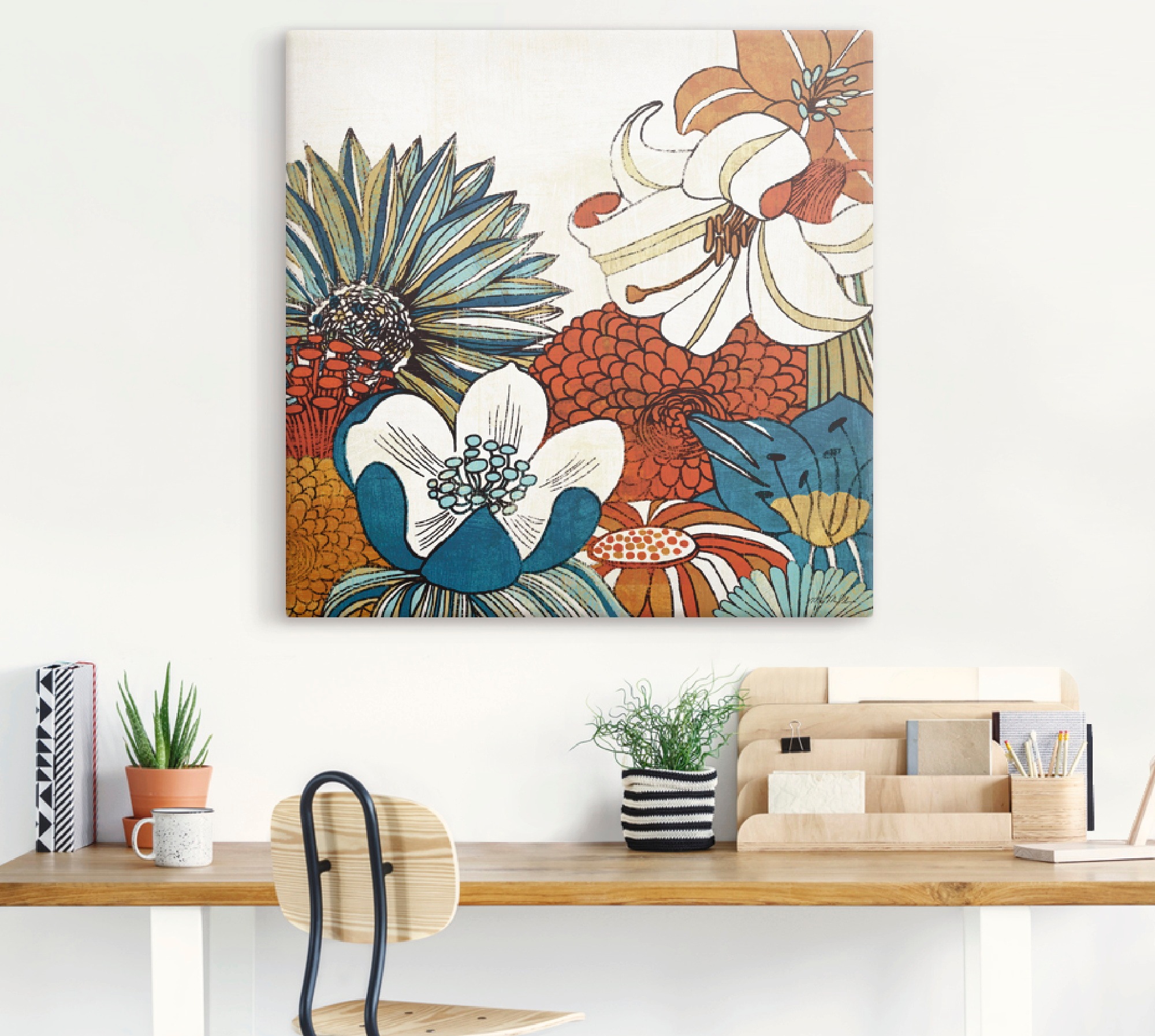 Artland Leinwandbild »Zeitgenössischer Garten II« Blumen 1 Stk. tlg. auf Holzrahmen gespannt