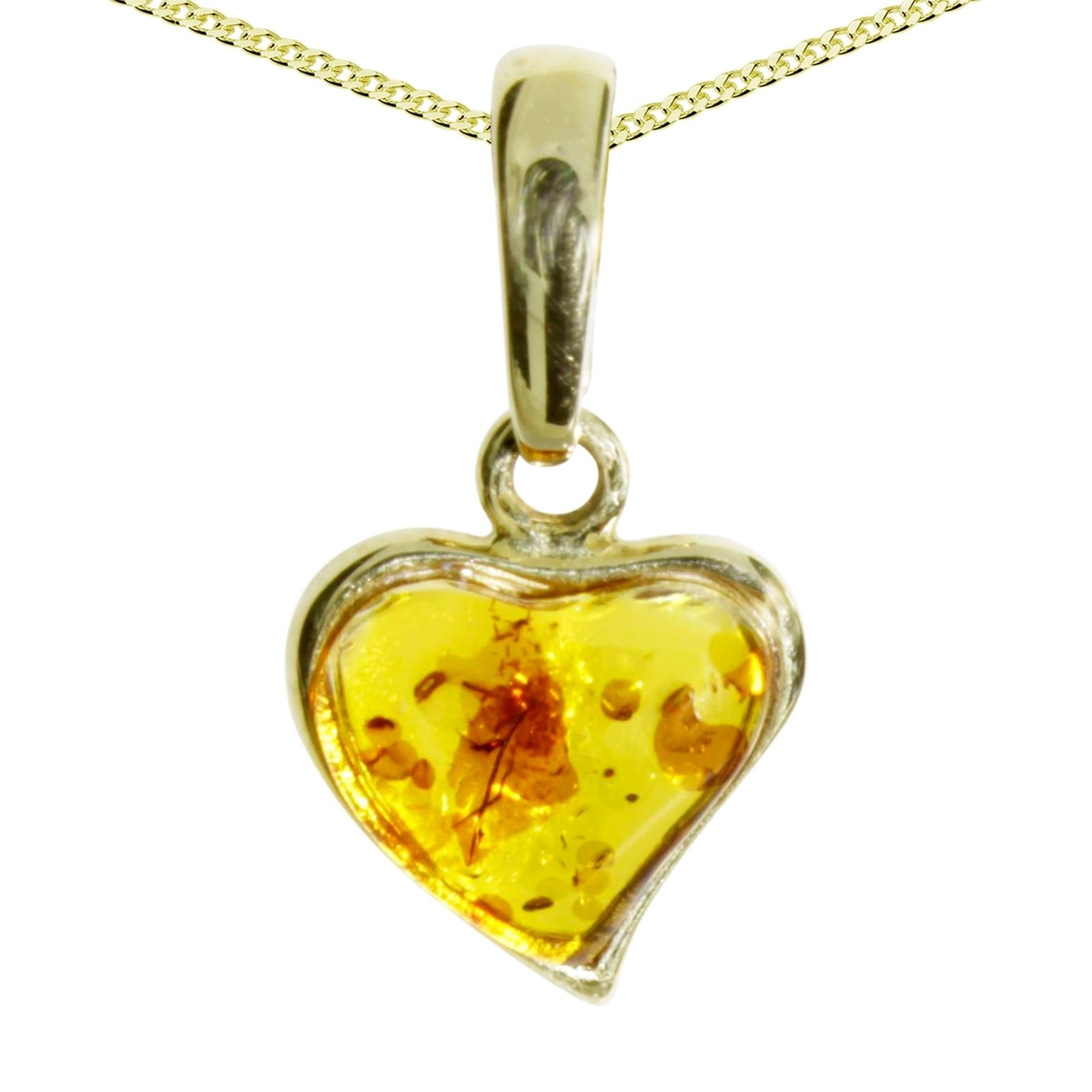 Kette mit Anhänger OSTSEE-SCHMUCK "Ostsee-Schmuck Kette mit Anhänger Herz Kette mit Anhänger Herz" Gr. 45, gold, Halsketten, Damen, 45cm, Silber 925 (Sterlingsilber), L: 42 4