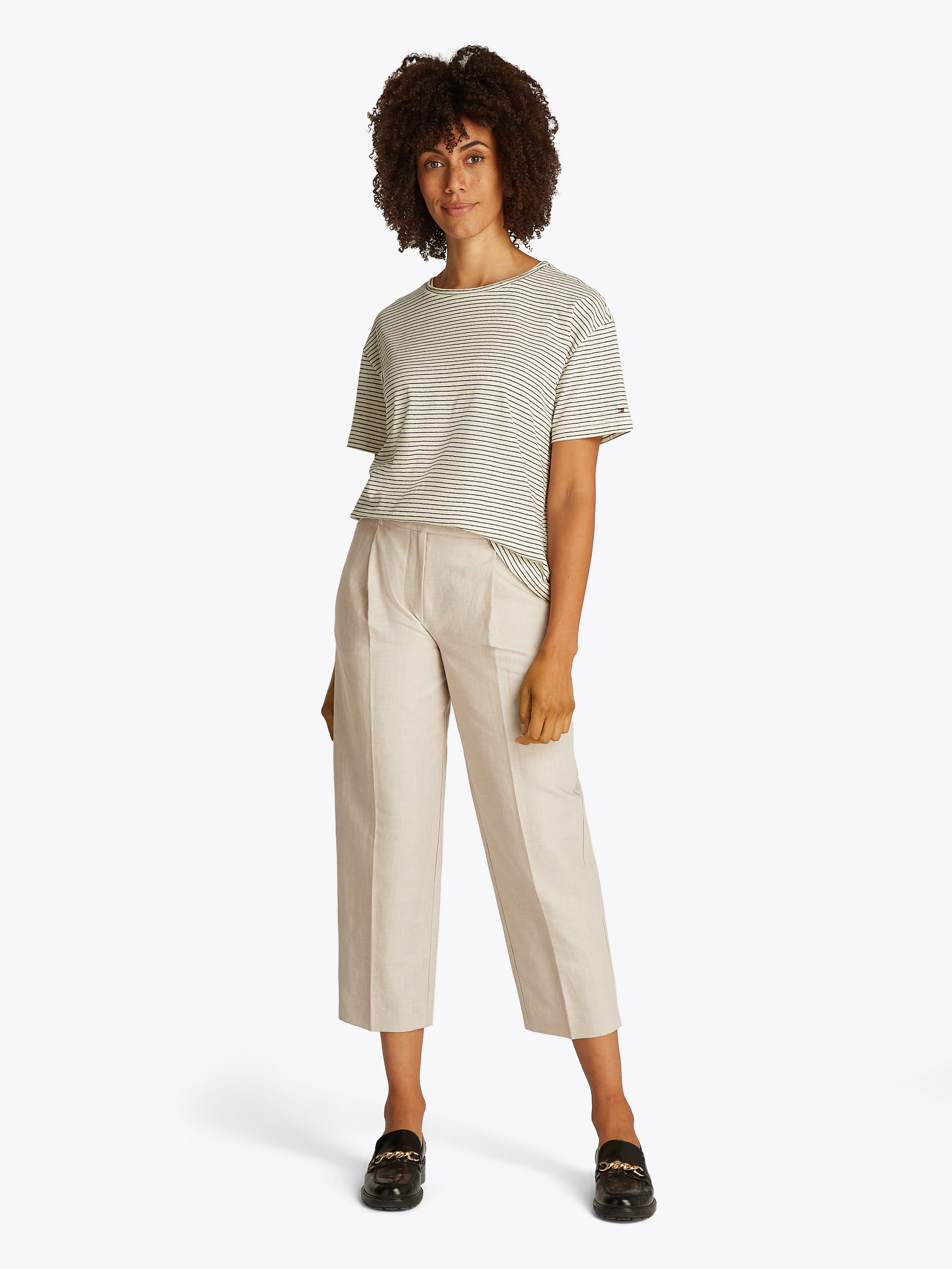 Tommy Hilfiger Webhose »LINEN MIX PLEATED TAPERED PANTS«, mit Falten,kühlendes Premium Leinen