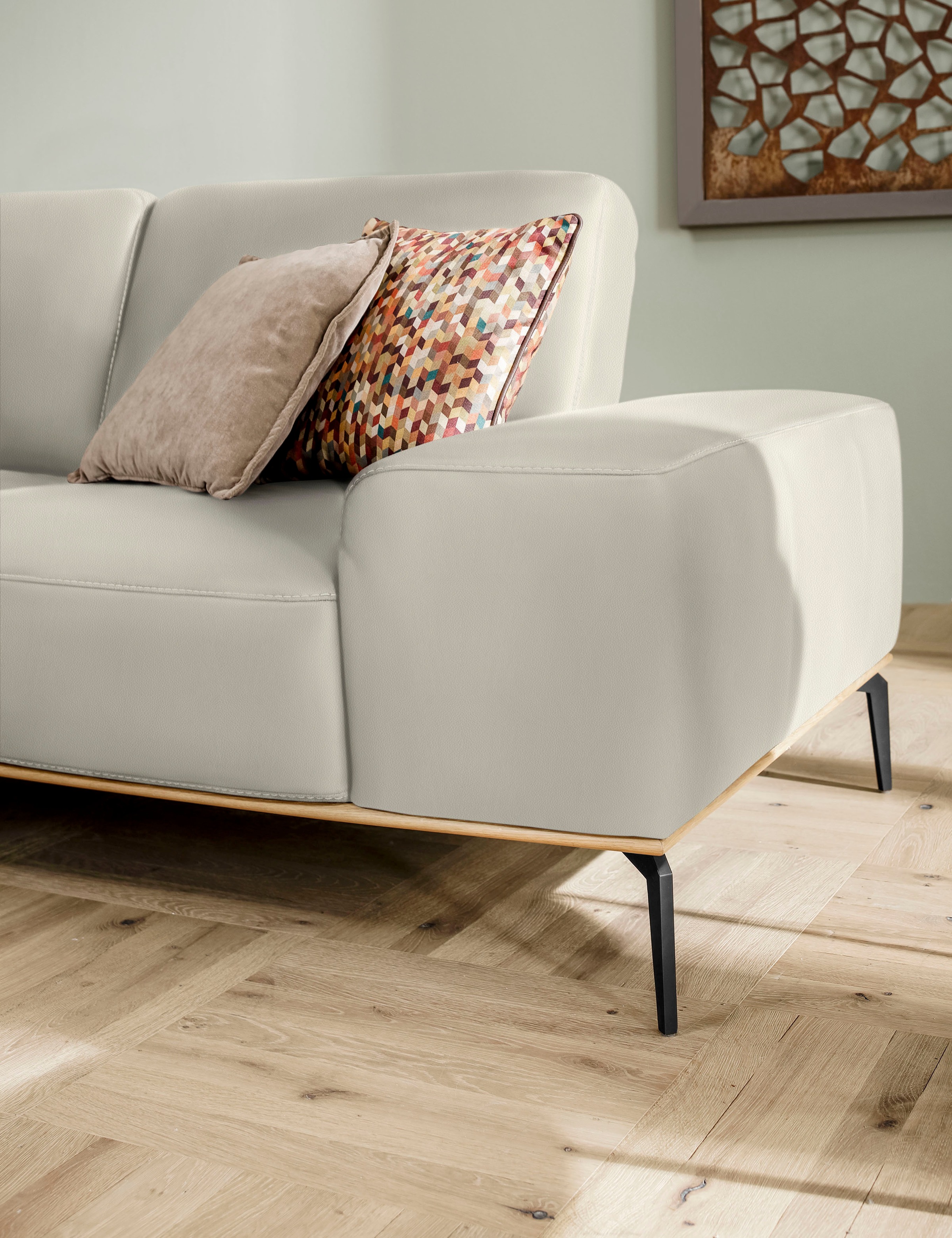 W.SCHILLIG Ecksofa »run, Designsofa mit tollem Sitzkomfort, bequem, L-Form«, mit Holzsockel, Füße in Schwarz pulverbeschichtet, Breite 299 cm