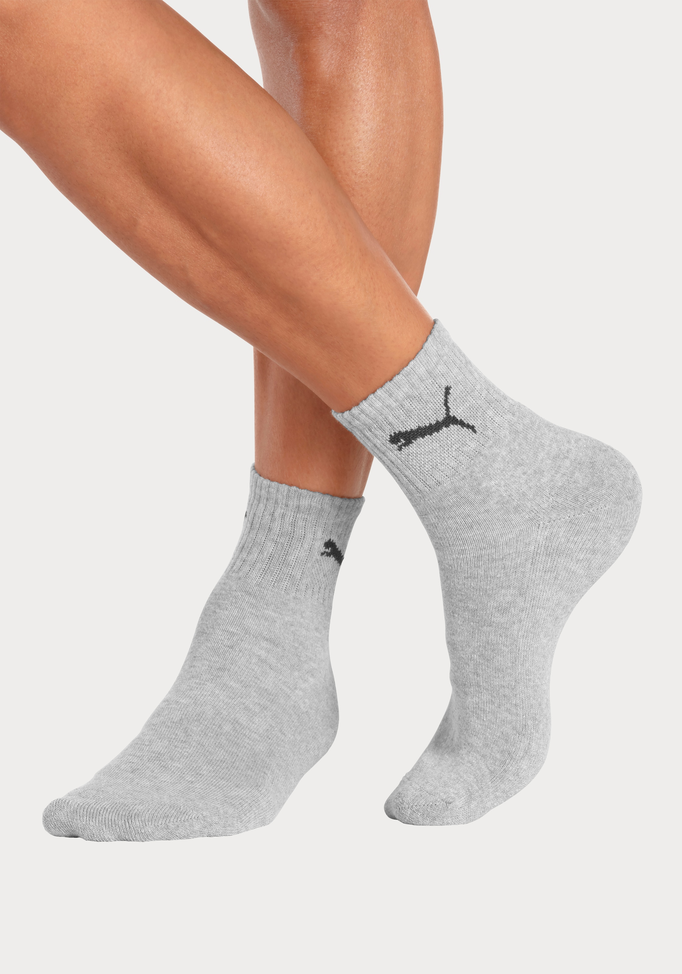 PUMA Sportsocken »short crew«, (3 Paar), gepolsterte Frottee-Sohle, atmungsaktiv