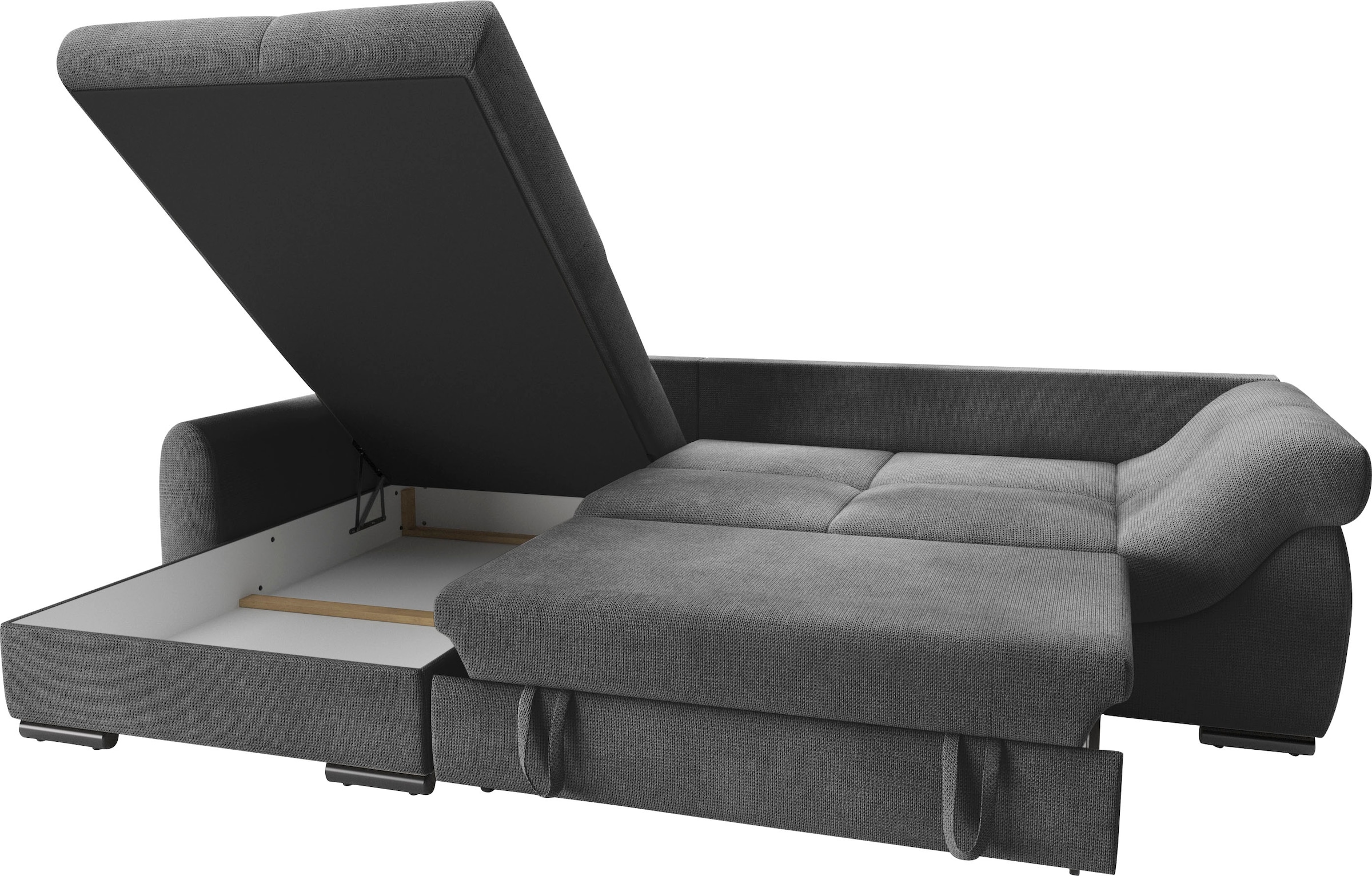 Mr. Couch Ecksofa »Livorno DuraFlex L-Form«, inkl. Hochschläfer-Bettauszug, XL-Bettkasten weiß beschichtet