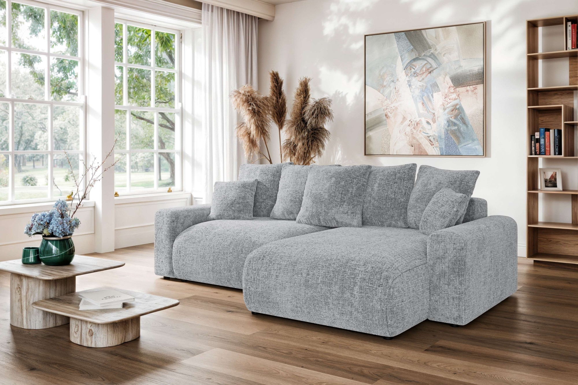 Home affaire Ecksofa »LAKESIDE klein mit Bettfunktion und Bettkasten, B/T/H 235/142/84 cm«, L-Form, Recamiere beidseitig montierbar, mit Wellenunterfederung