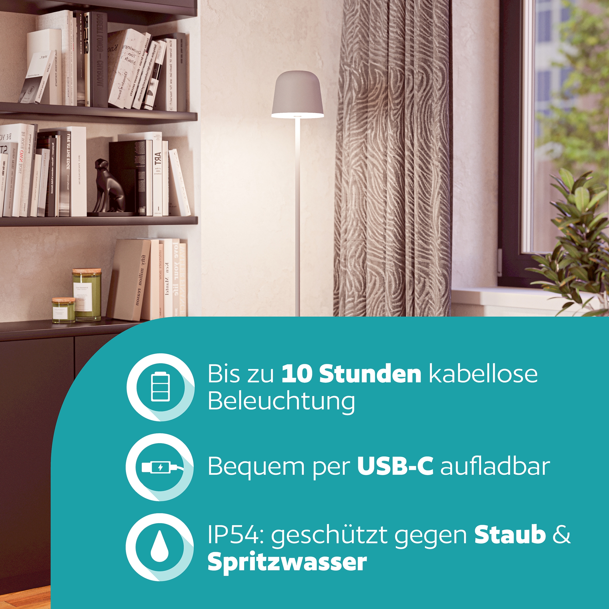 EGLO Stehlampe »MANNERA-L Stehlampe - Alu, Stahl - LED - 4,3W - IP54« LED-Modul 1 Stk. Neutralweiß | Warmweiß Standleuchte, Leselampe, Wohzimmer, Schlafzimmer, H140 x Ø16 cm