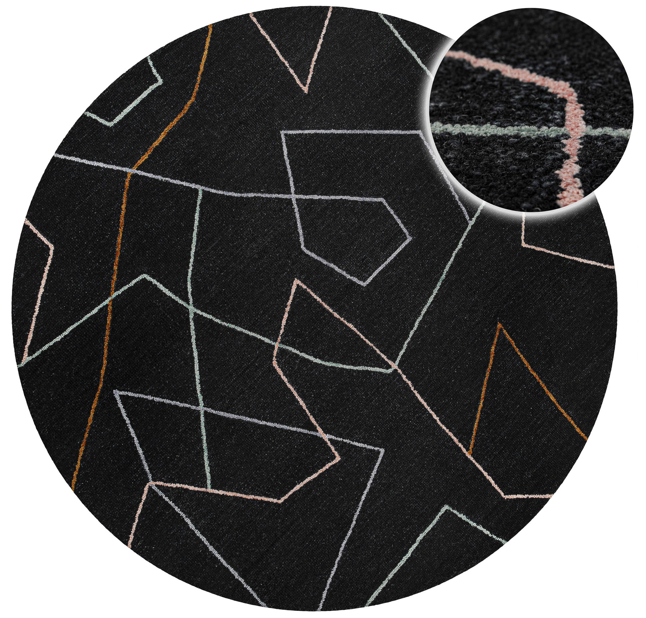 Wecon home Teppich "Nox" rund 6 mm Höhe Wollteppich, abstrakt, hochwertig, günstig online kaufen