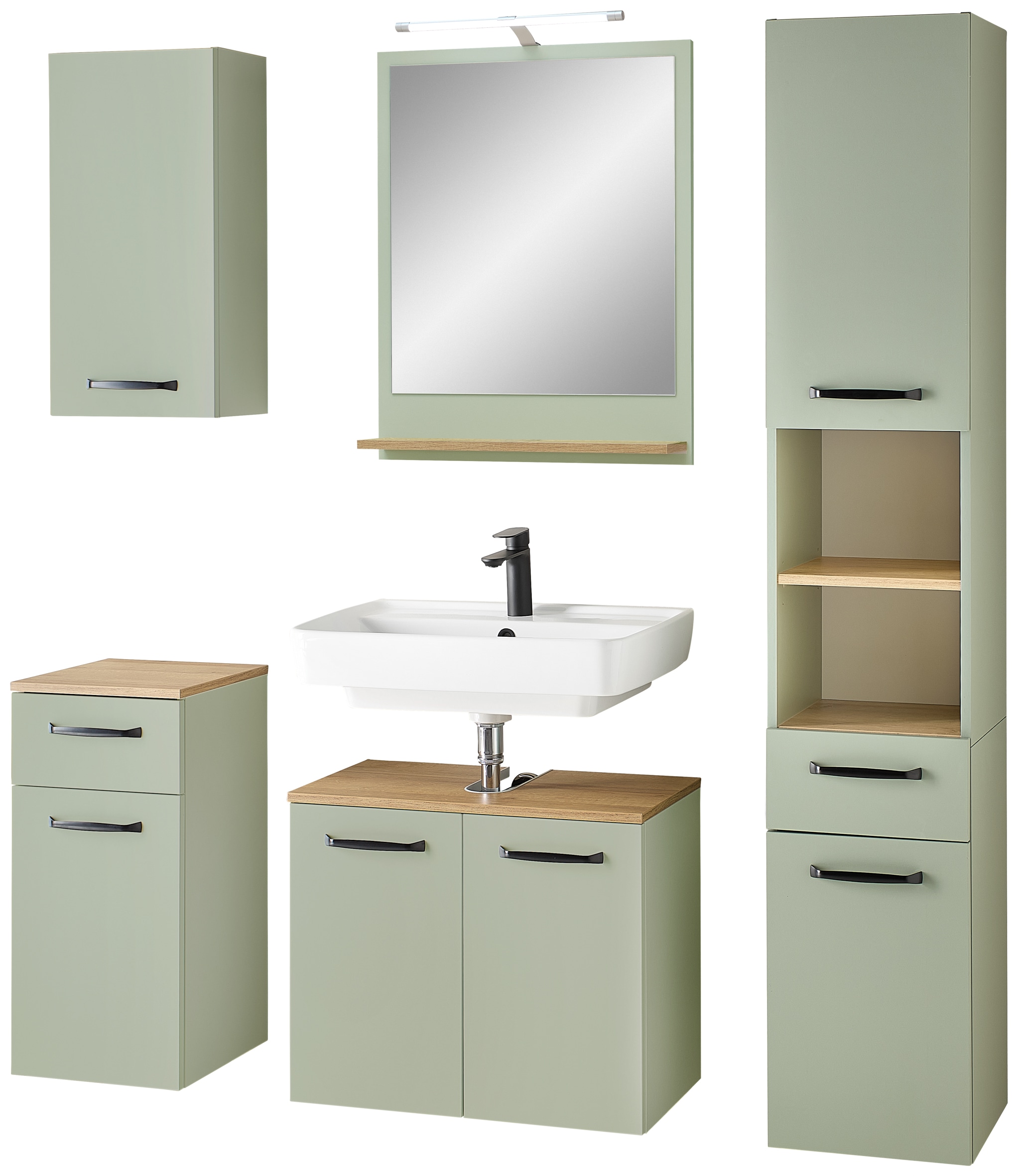 Saphir Badmöbel-Set "Quickset 500, Waschbeckenunterschrank mit Spiegel" 6 Stk. tlg.