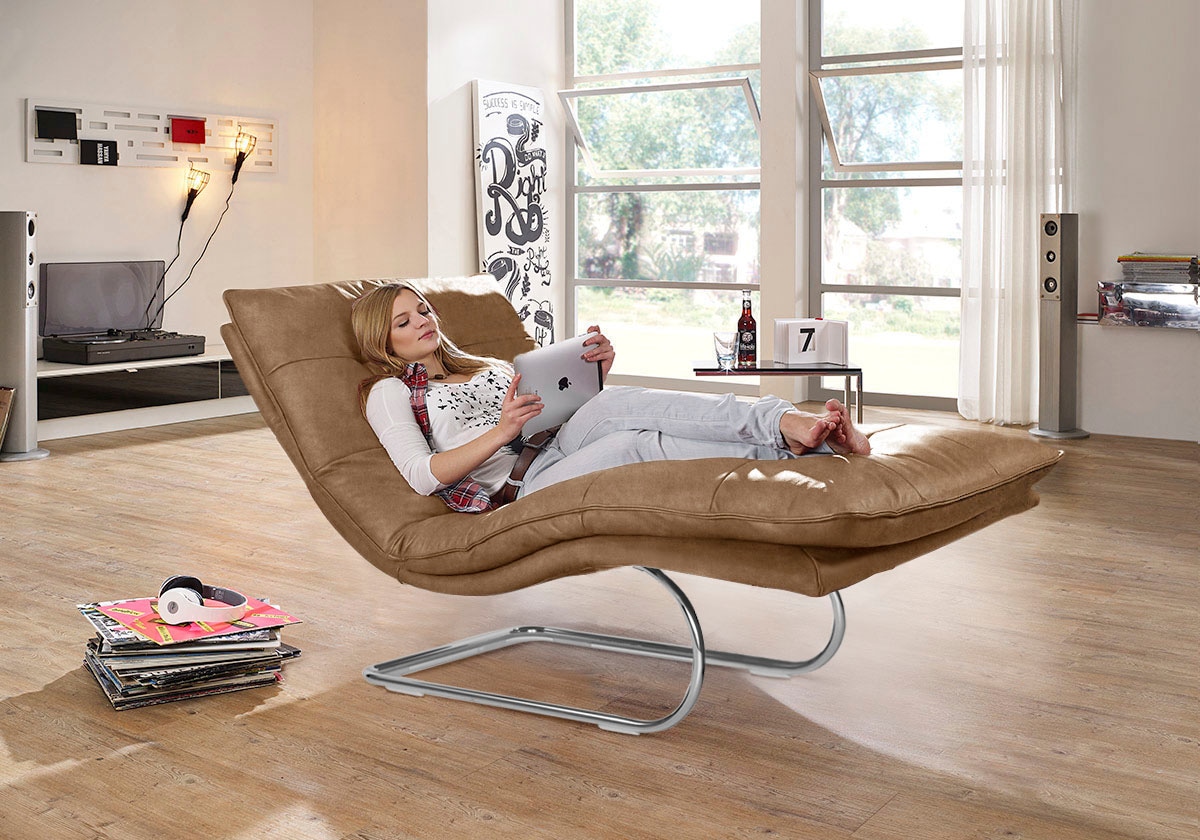 W.SCHILLIG Relaxliege "daily dreams" in Waffelkissen-Optik, wahlweise mit Motor, Freischwingergestell