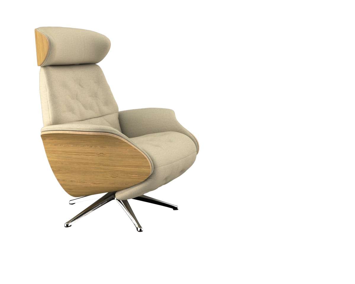 FLEXLUX Relaxsessel »Volden elektrischer Funktionsessel« Größe M, Rücken & Fußteil elektrisch, Akku, Arml. Eiche, Fuß Alu