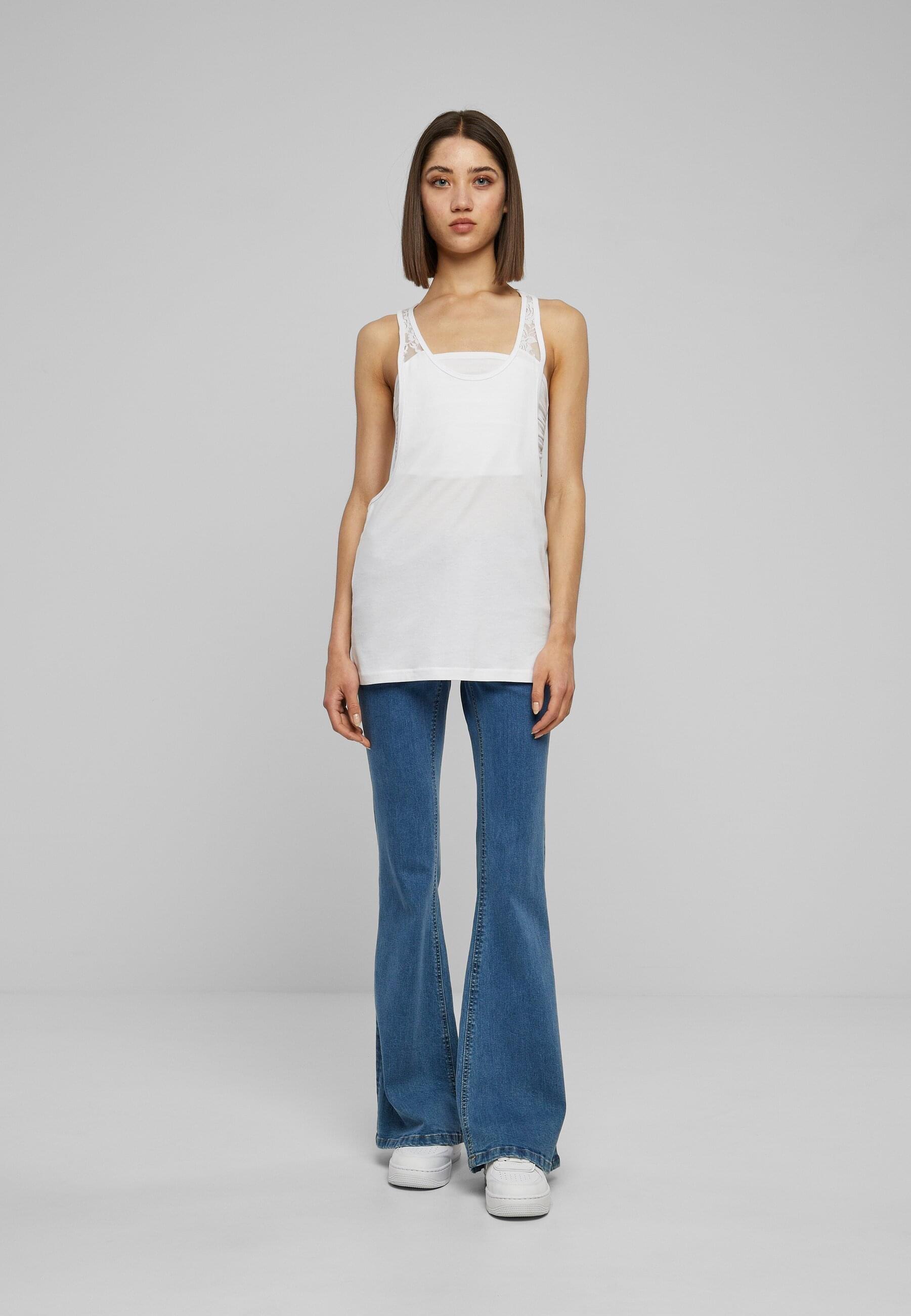 URBAN CLASSICS Muskelshirt »Urban Classics Damen Ladies Flower Laces Loose Tank«, (1 tlg.)