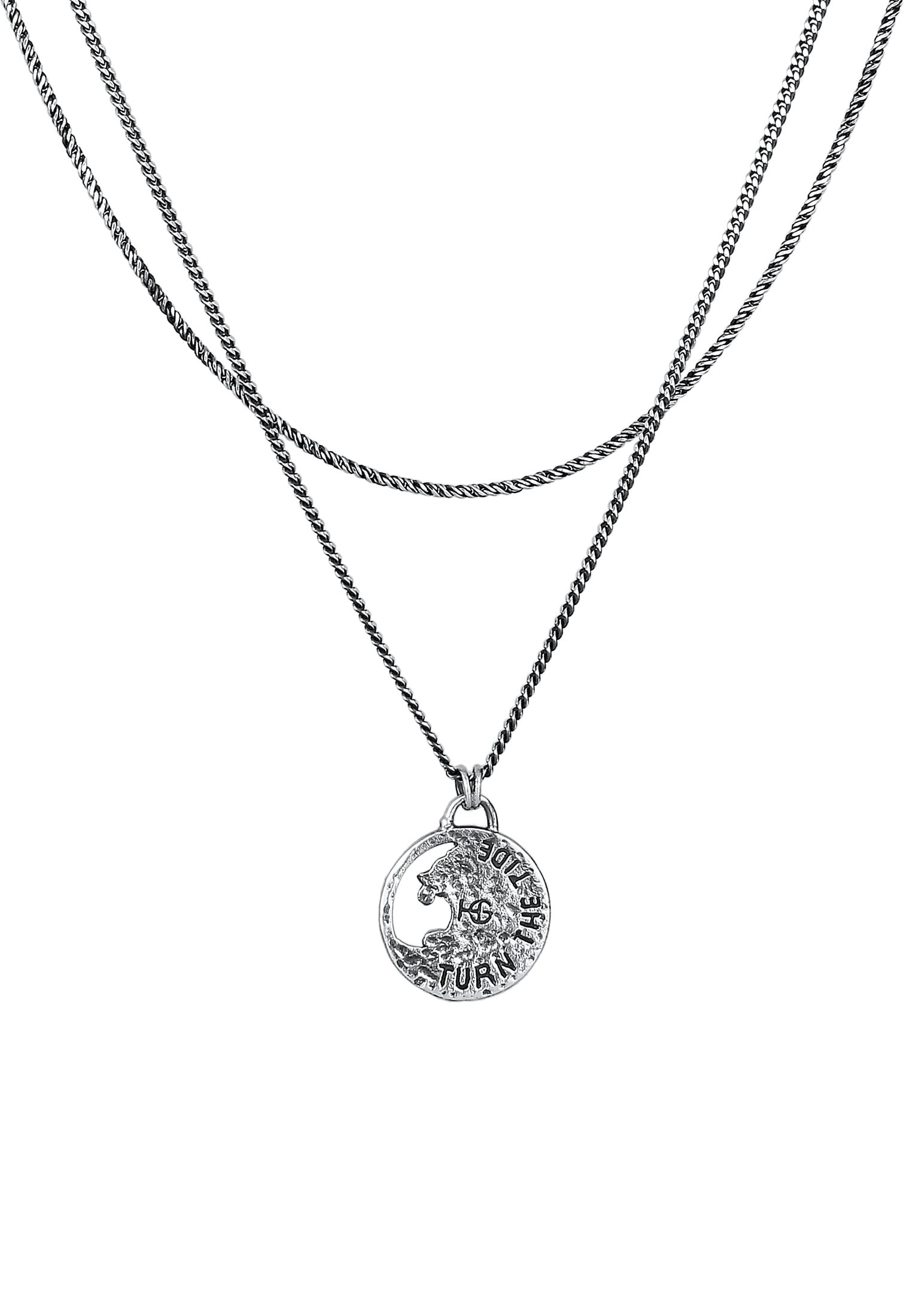 HAZE & GLORY Silberkette »Halskette Layer Münze - Tide Welle Maritim 925 Silber«